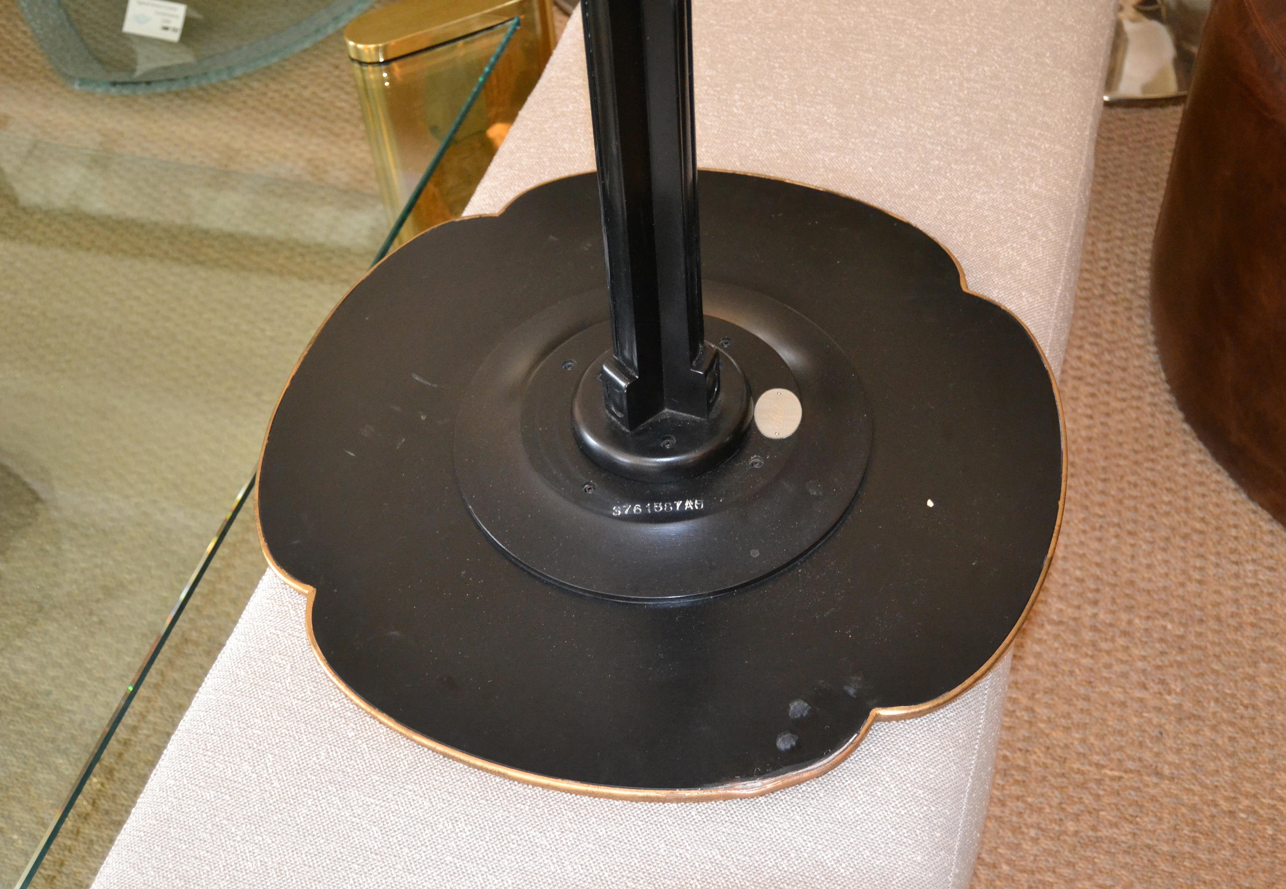 20th Century Art Deco Round Three Legged Mahogany Brass Side Table with Laminate Top by Baker