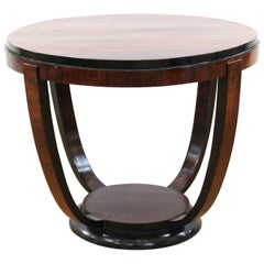 Art Deco Round Top Side Table with Curved Legs