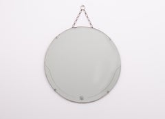 Art Deco Round Wall Mirror on chain  1930s