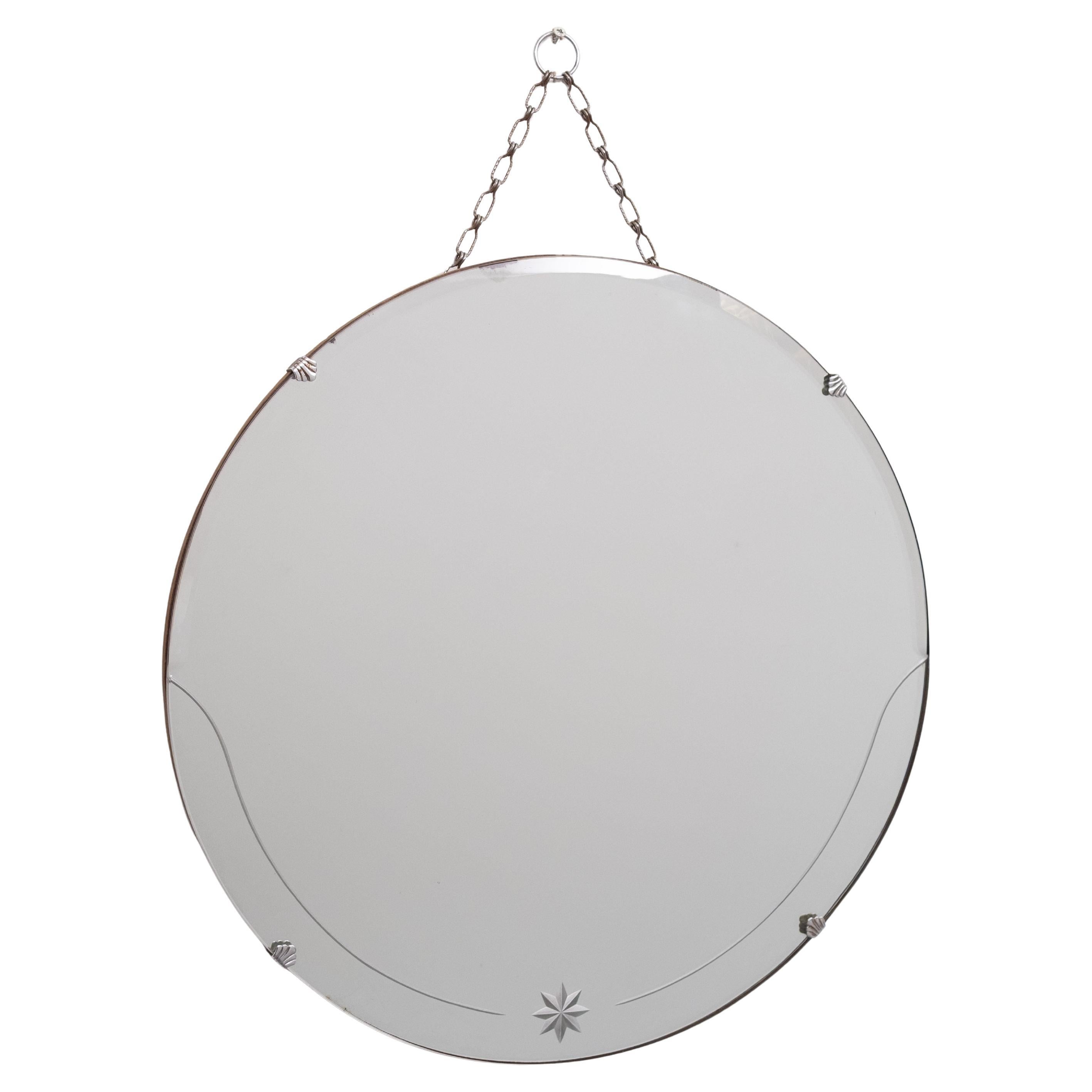 Art Deco Wall&Deco Mirror sur chaîne  1930s