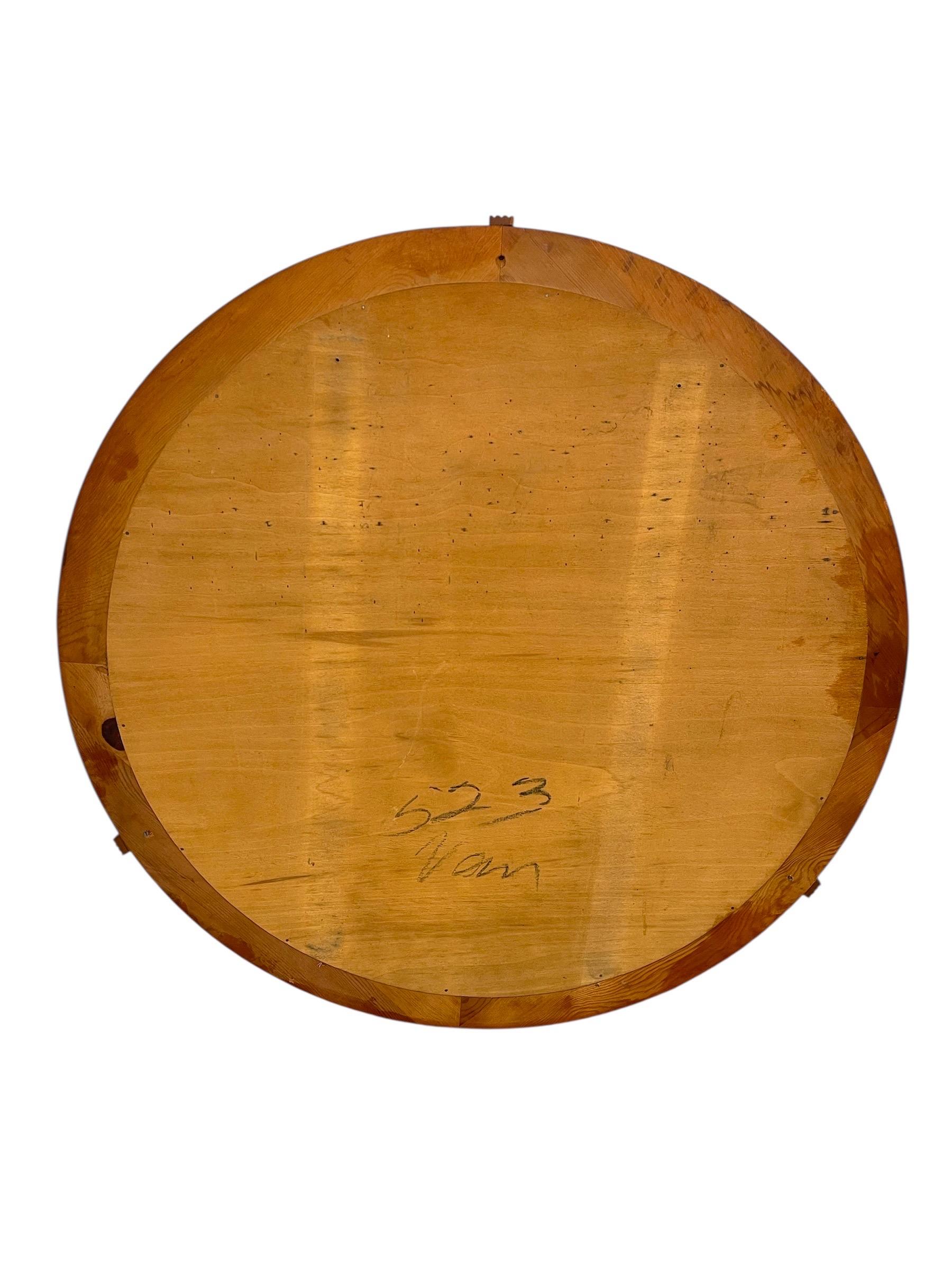 20th Century Art Deco Round Wall Mirror with Ribbed Clips For Sale