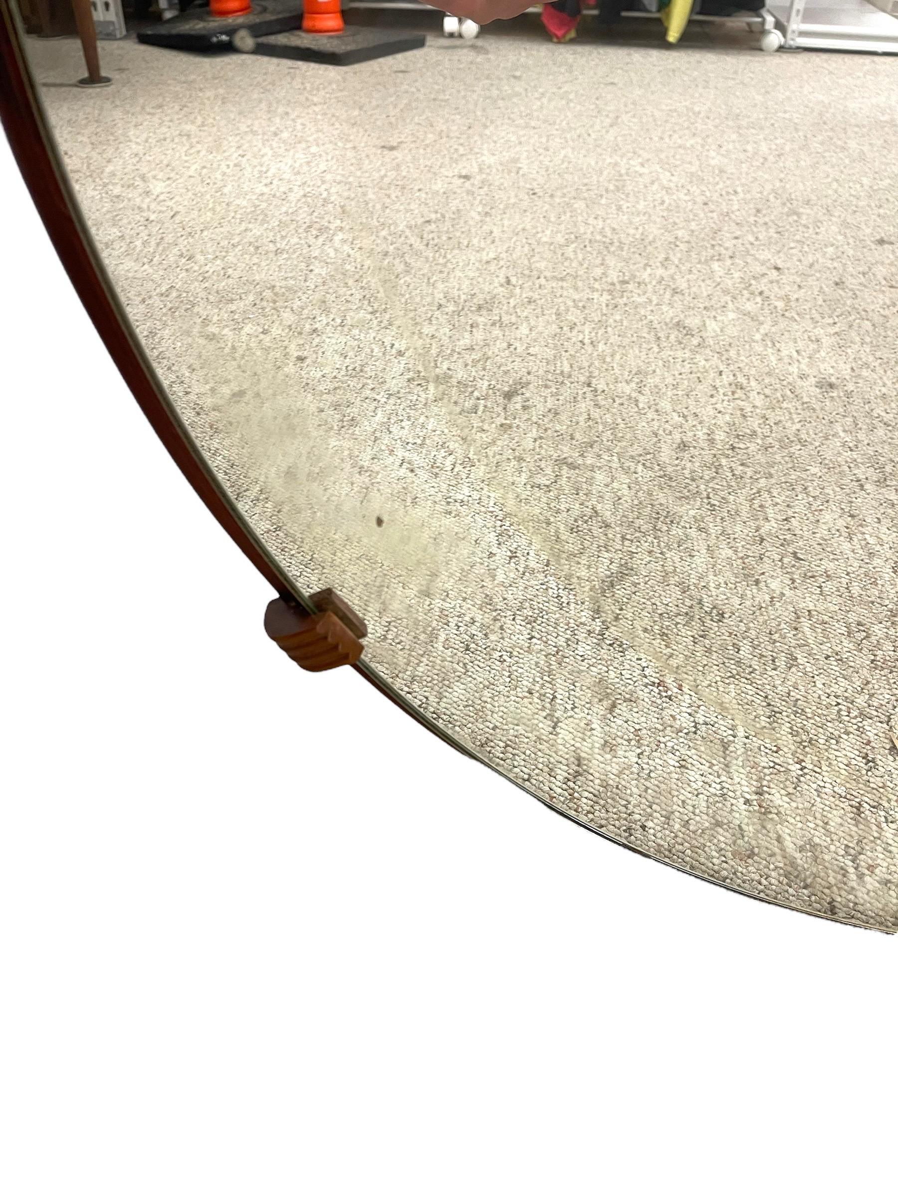 Other Art Deco Round Wall Mirror with Ribbed Clips For Sale