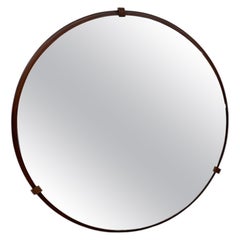 Art Deco Round Wall Mirror with Ribbed Clips