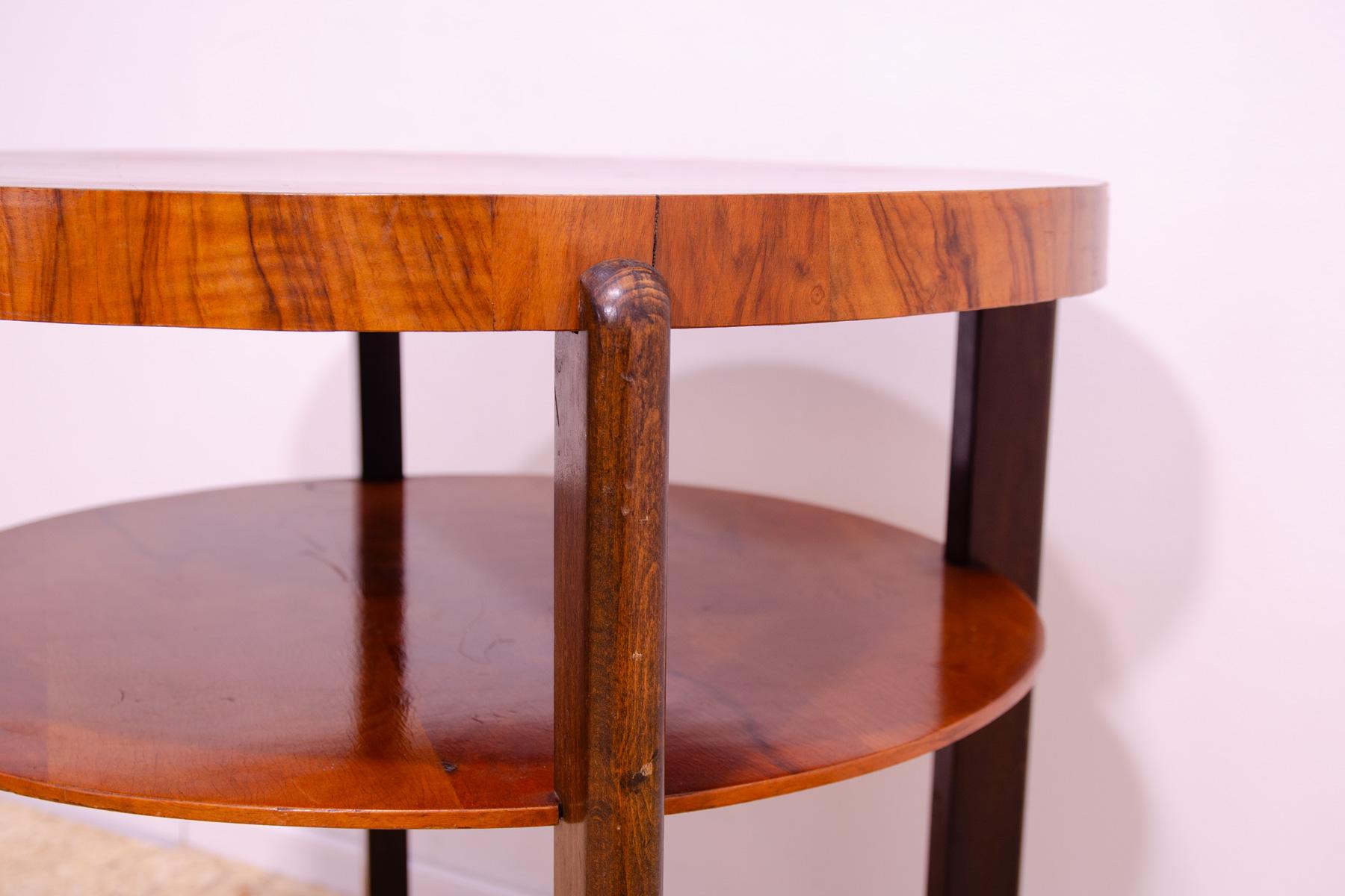 ART DECO round walnut coffee table, Czechoslovakia, 1930´s For Sale 12