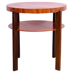 Retro ART DECO round walnut coffee table, Czechoslovakia, 1930´s