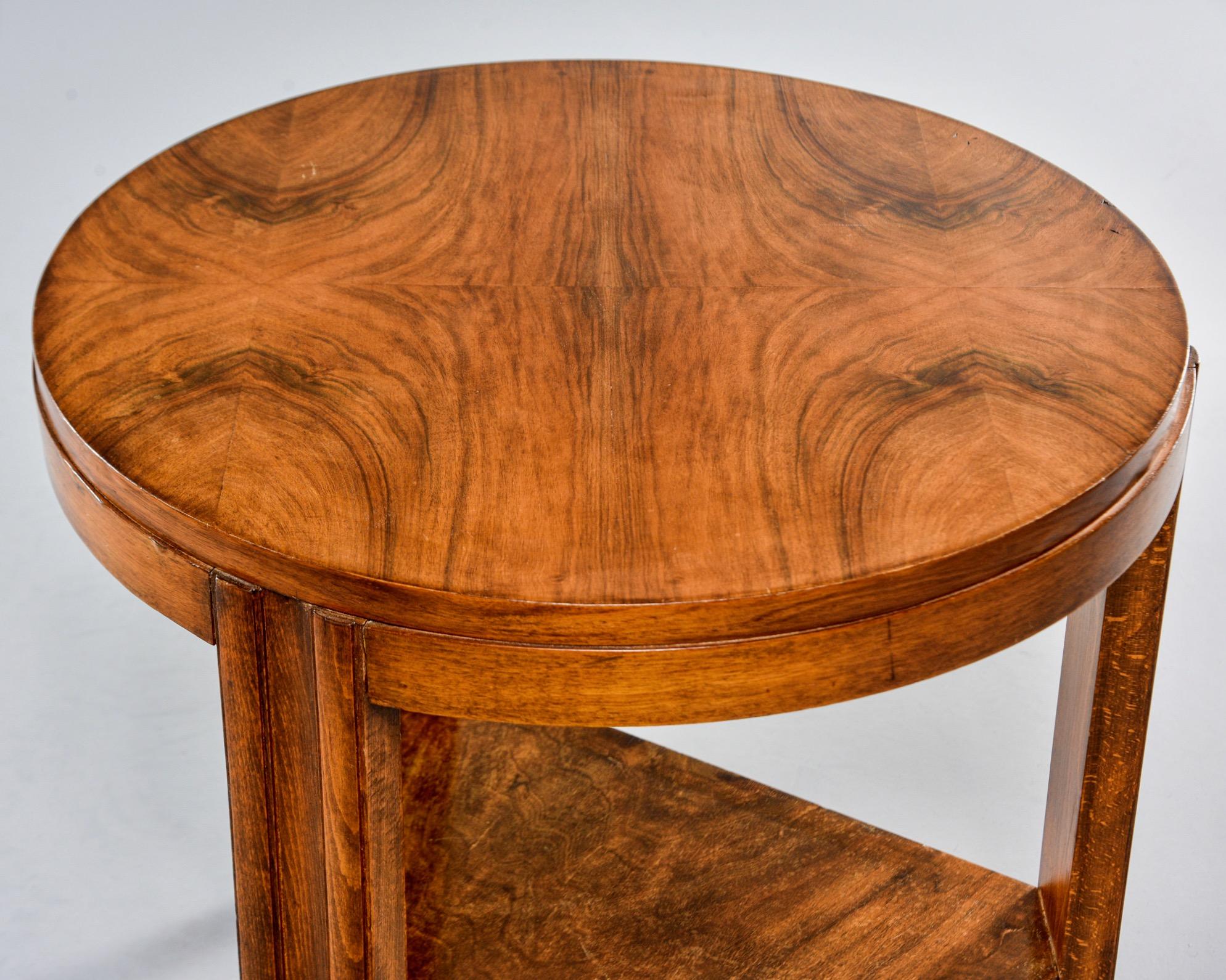 Art Deco Round Walnut Side or Center Table 2