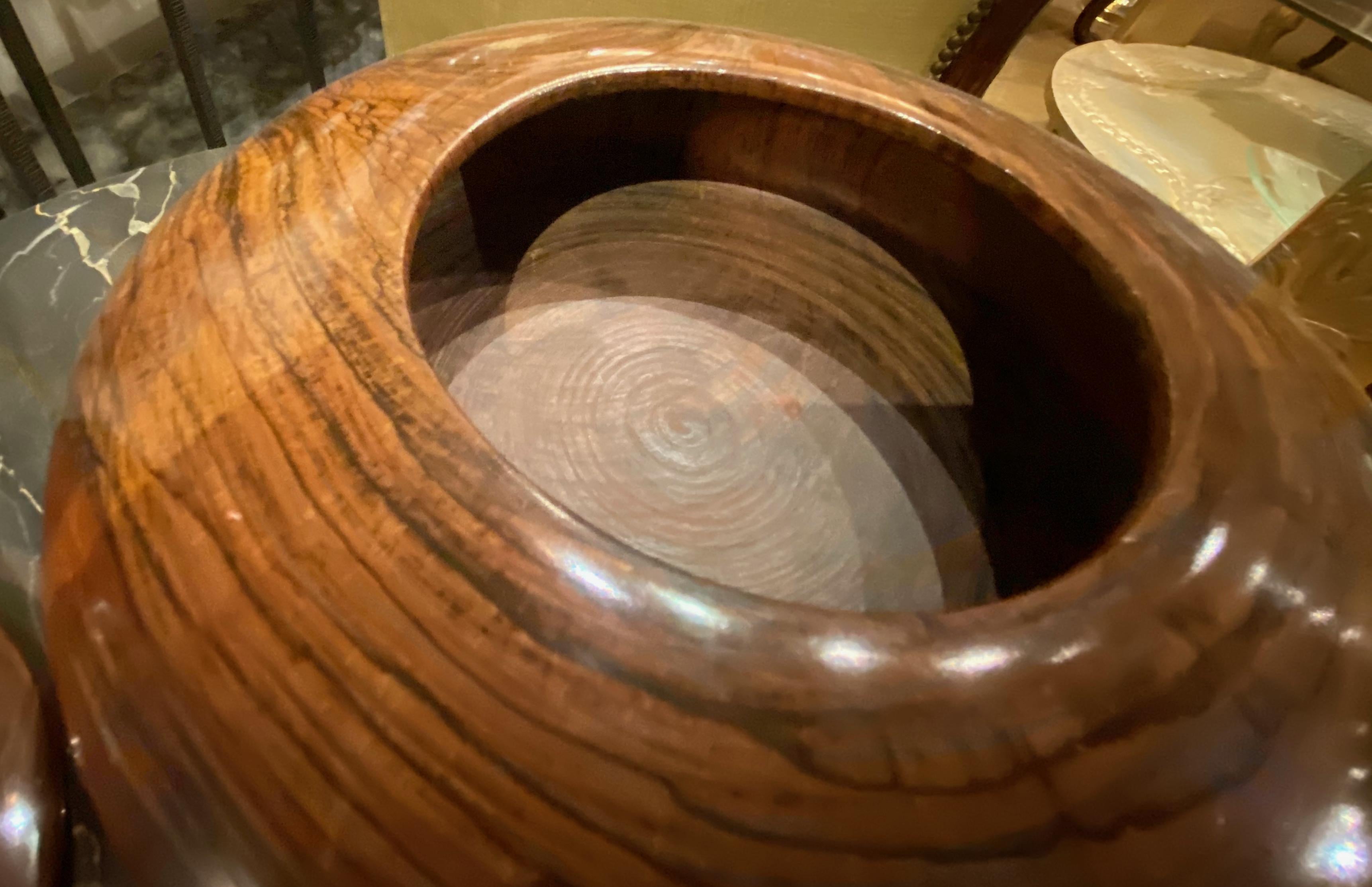 Art Deco Round Wood Box with Silver Monogram Top In Good Condition In Oakland, CA