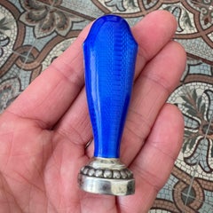 Art Deco Royal Blue Guilloché Enamel Silver Wax Seal, Finland 1927