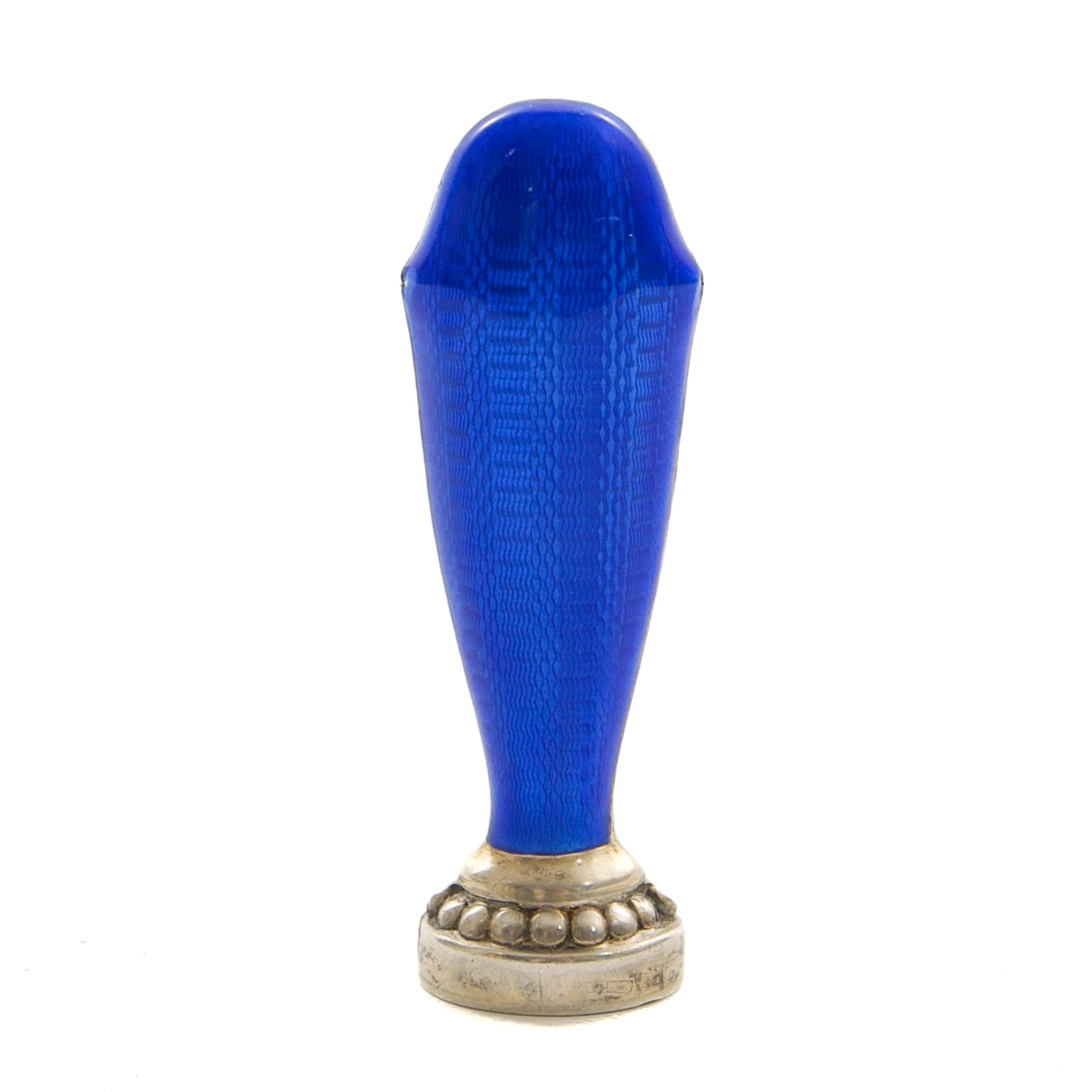 Art Deco Royal Blue Guilloché Enamel Silver Wax Seal, Finland 1927 For Sale 5