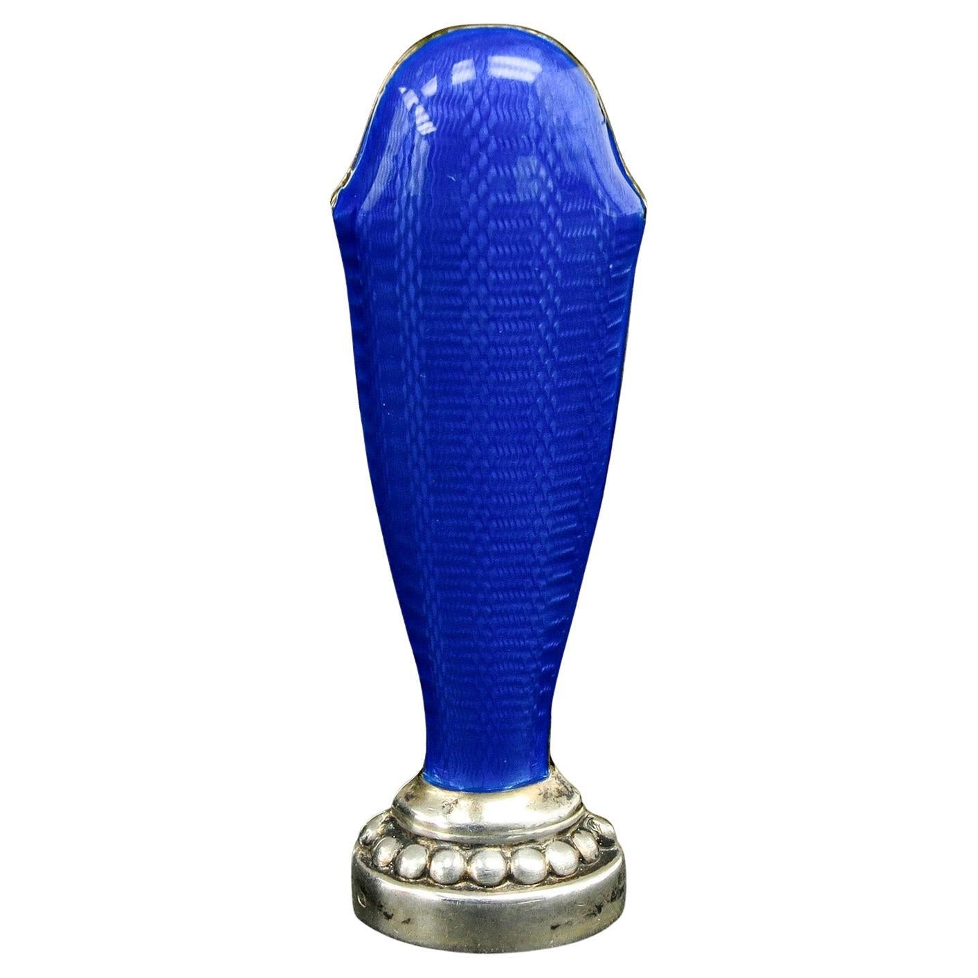 Art Deco Royal Blue Guilloché Enamel Silver Wax Seal, Finland 1927 For Sale