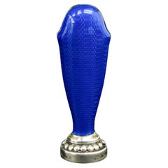 Antique Art Deco Royal Blue Guilloché Enamel Silver Wax Seal, Finland 1927