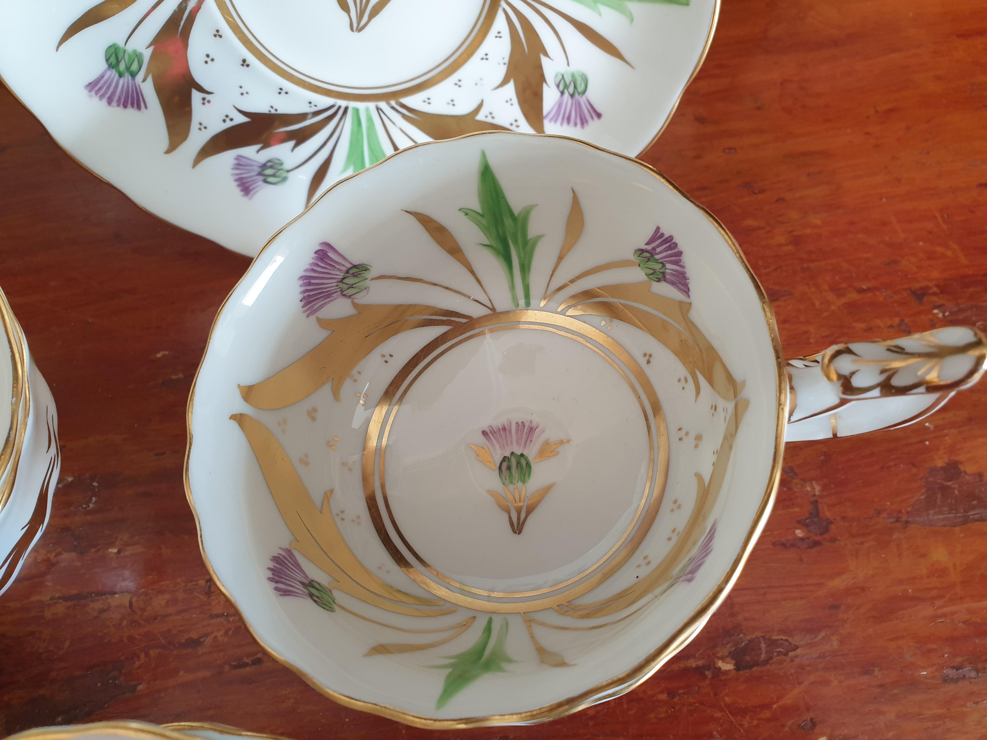 British Royal Chelsea Art Deco 10 Cups and Saucers Tea Service For Sale