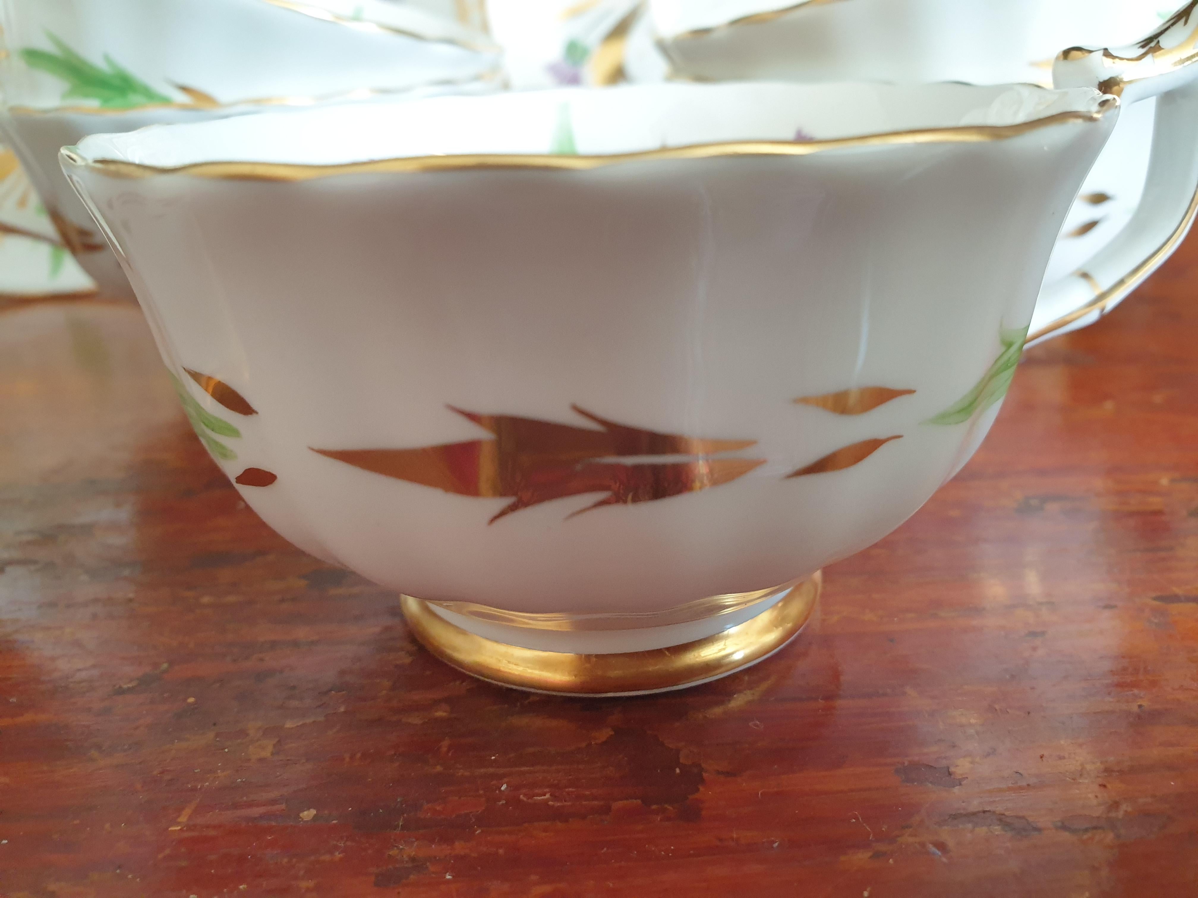 Royal Chelsea Art Deco 10 Cups and Saucers Tea Service In Good Condition For Sale In London, GB