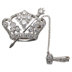 Art Deco Royal Crown “Order of the Amaranth” Platinum & Diamond Brooch