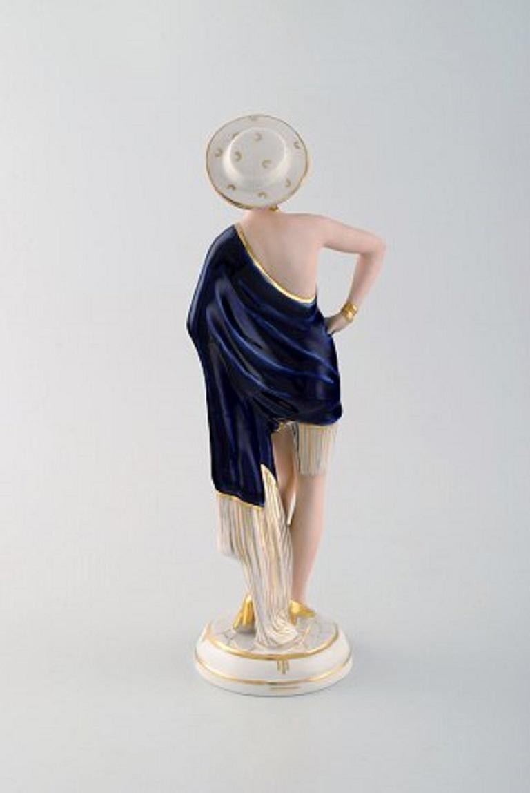Art Deco Royal Dux Hand Painted Porcelain Figurine, Posing Woman, Czech Republic at 1stDibs