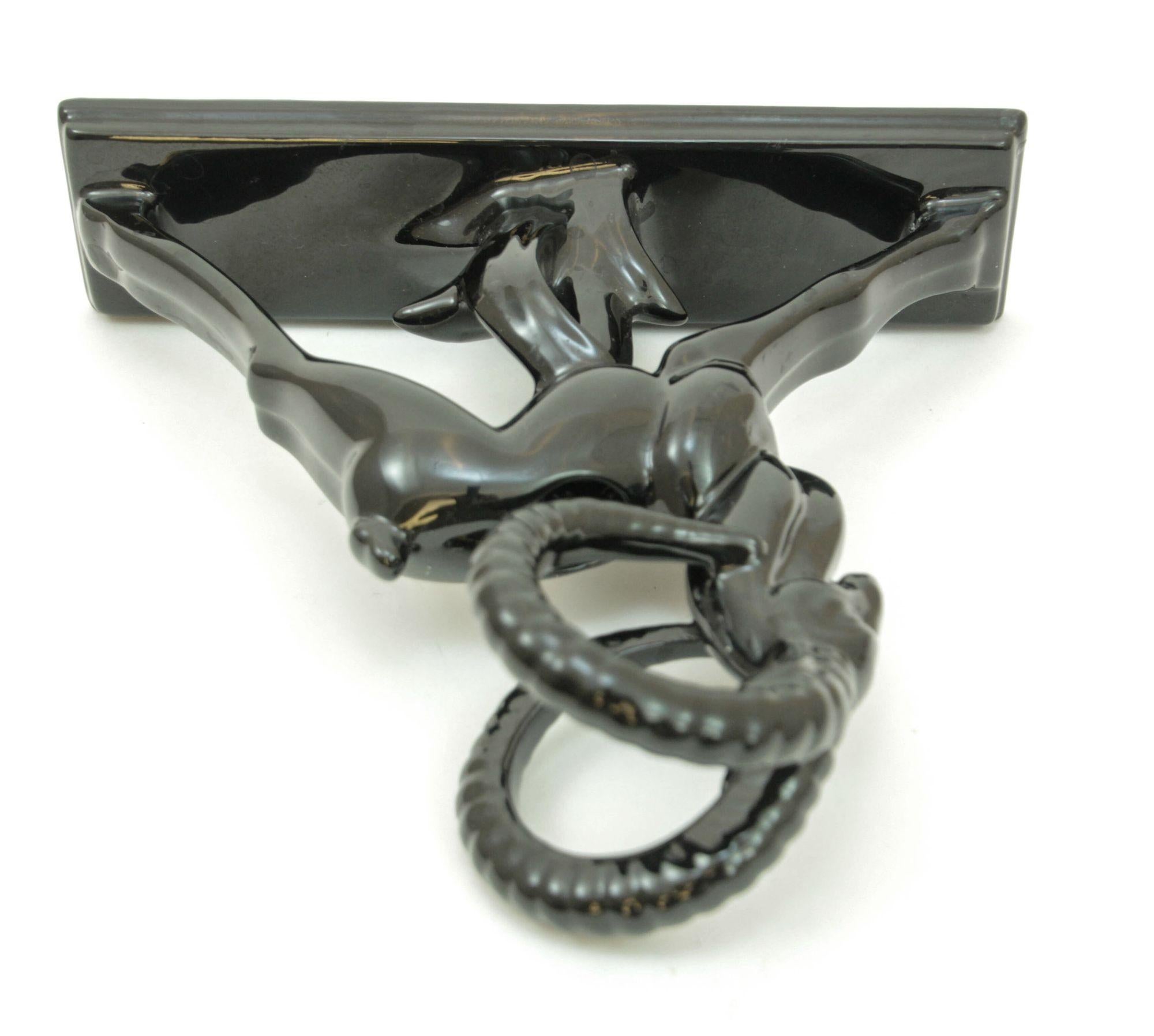 Art Deco Royal Haeger Style Ceramic Sculptural Ram Ibex Black 3