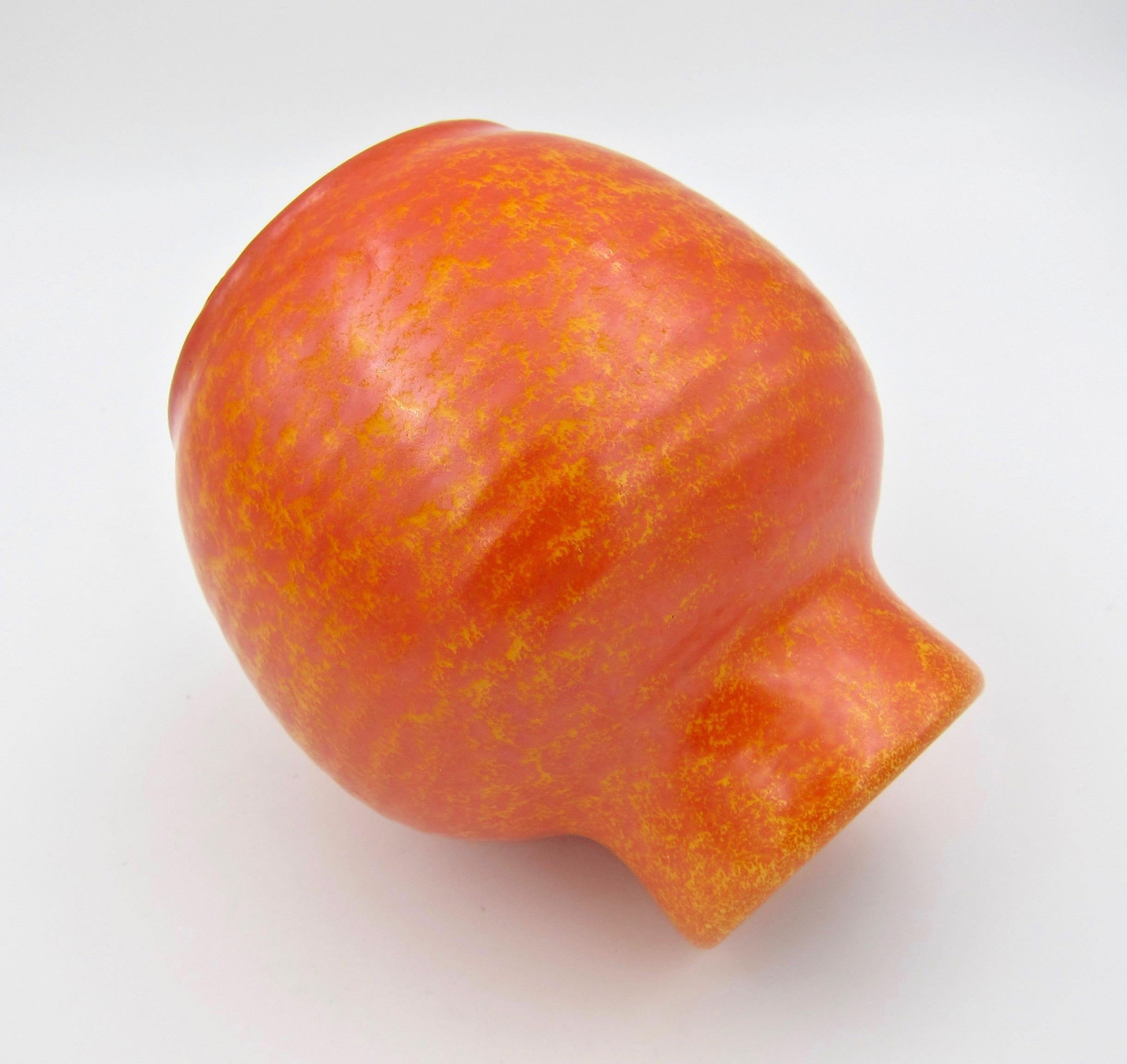 Glazed Art Deco Royal Lancastrian Vase with an Orange Vermillion Glaze, Signed