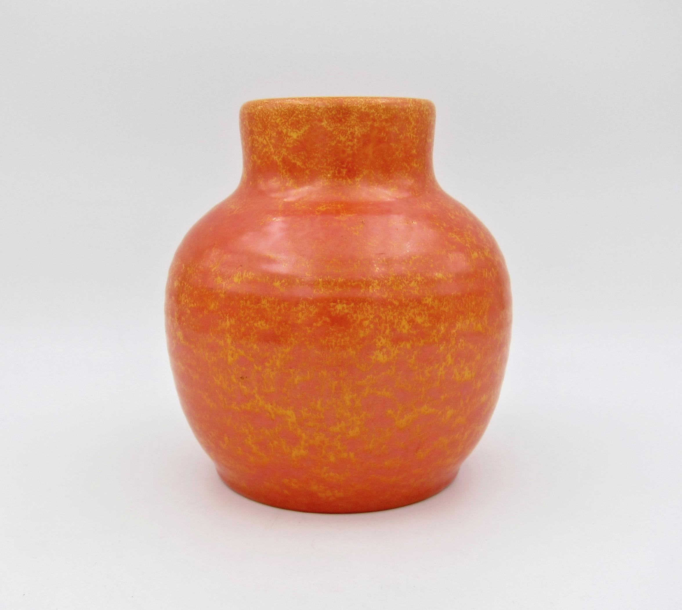 Art Deco Royal Lancastrian Vase with an Orange Vermillion Glaze, Signed In Good Condition In Los Angeles, CA