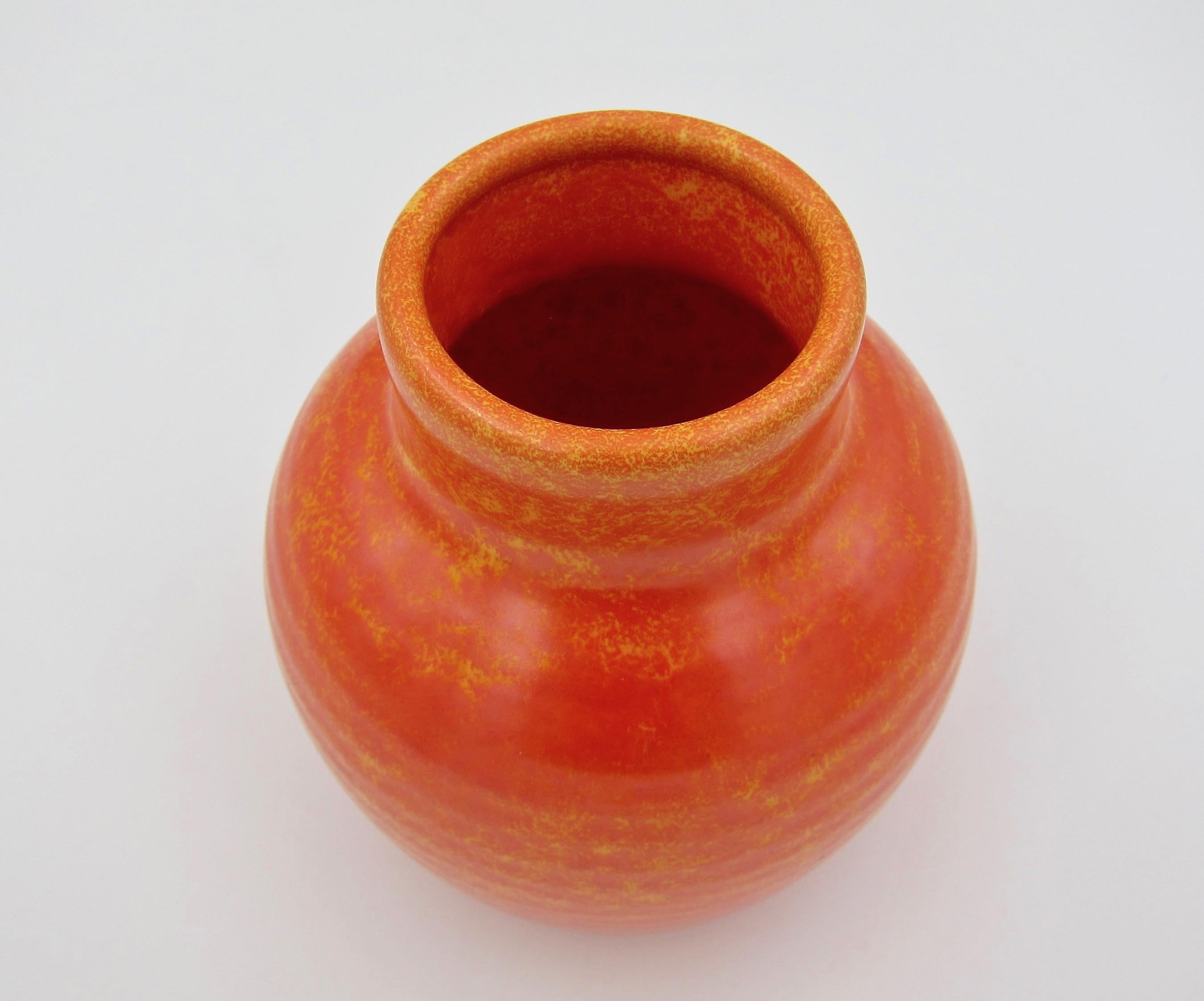 Art Deco Royal Lancastrian Vase with an Orange Vermillion Glaze, Signed 2