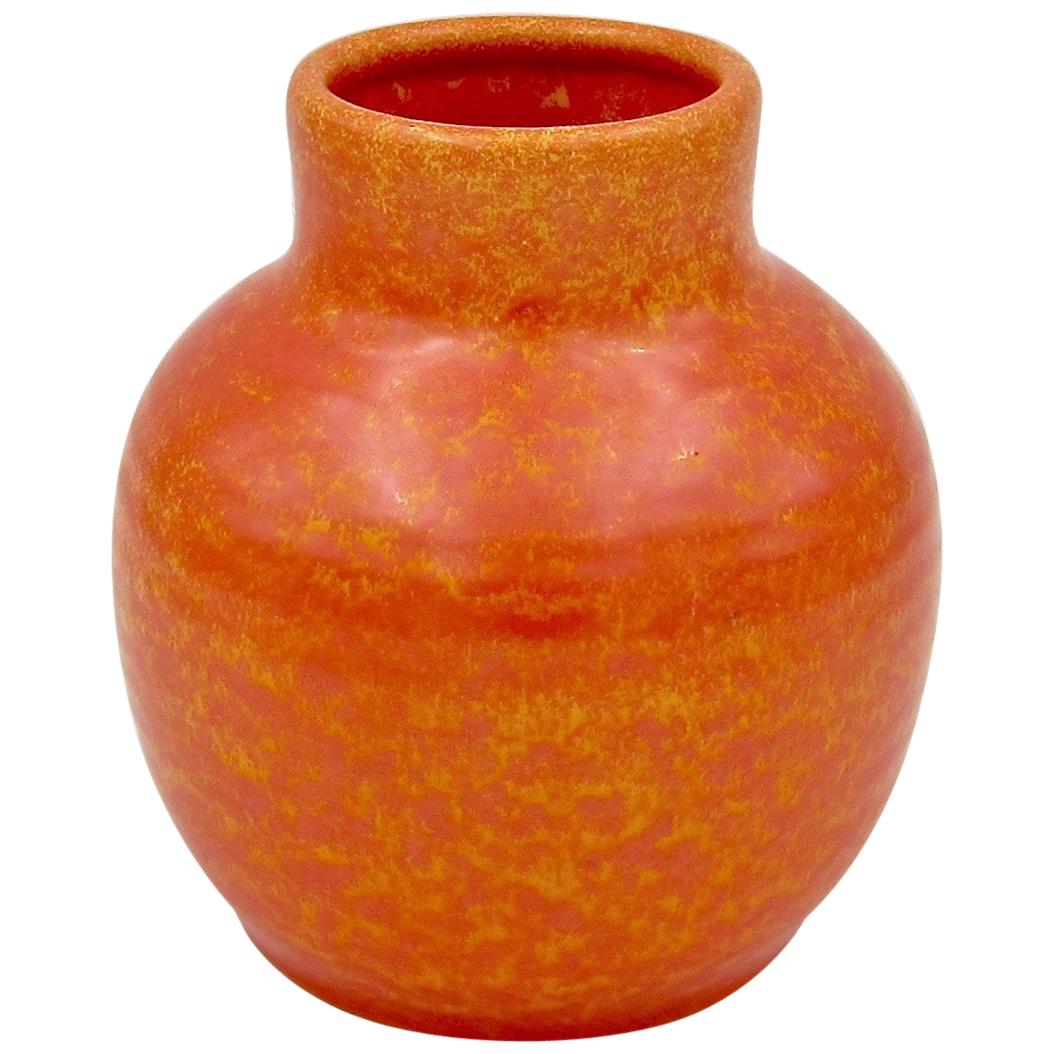 Art Deco Royal Lancastrian Vase with an Orange Vermillion Glaze, Signed