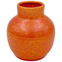 Art Deco Royal Lancastrian Vase with an Orange Vermillion Glaze, Signed