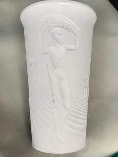 Art Deco Royal Porcelain Factory Berlin White Carved Vase, 1934