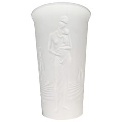 Art Deco Royal Porcelain Factory Berlin White Carved Vase, 1934
