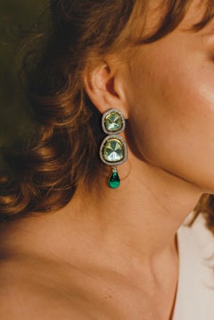 Ambani  Style Diamond Costume Jewelry Pendant Earrings by Clive Kandel