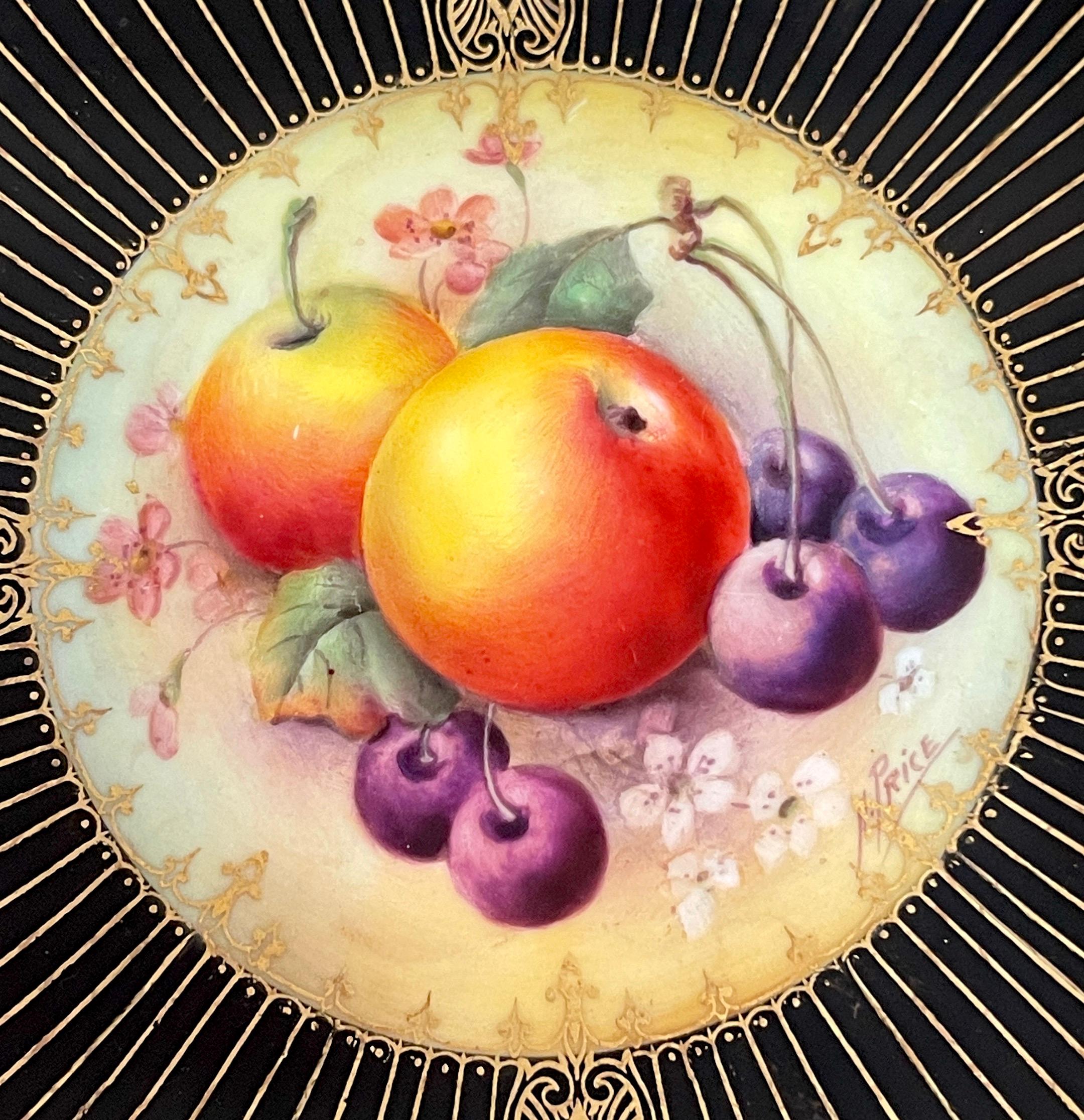 Enameled Art Deco Royal Worcester Painted Fruit Cabinet Bowl by Horace Price, 1933