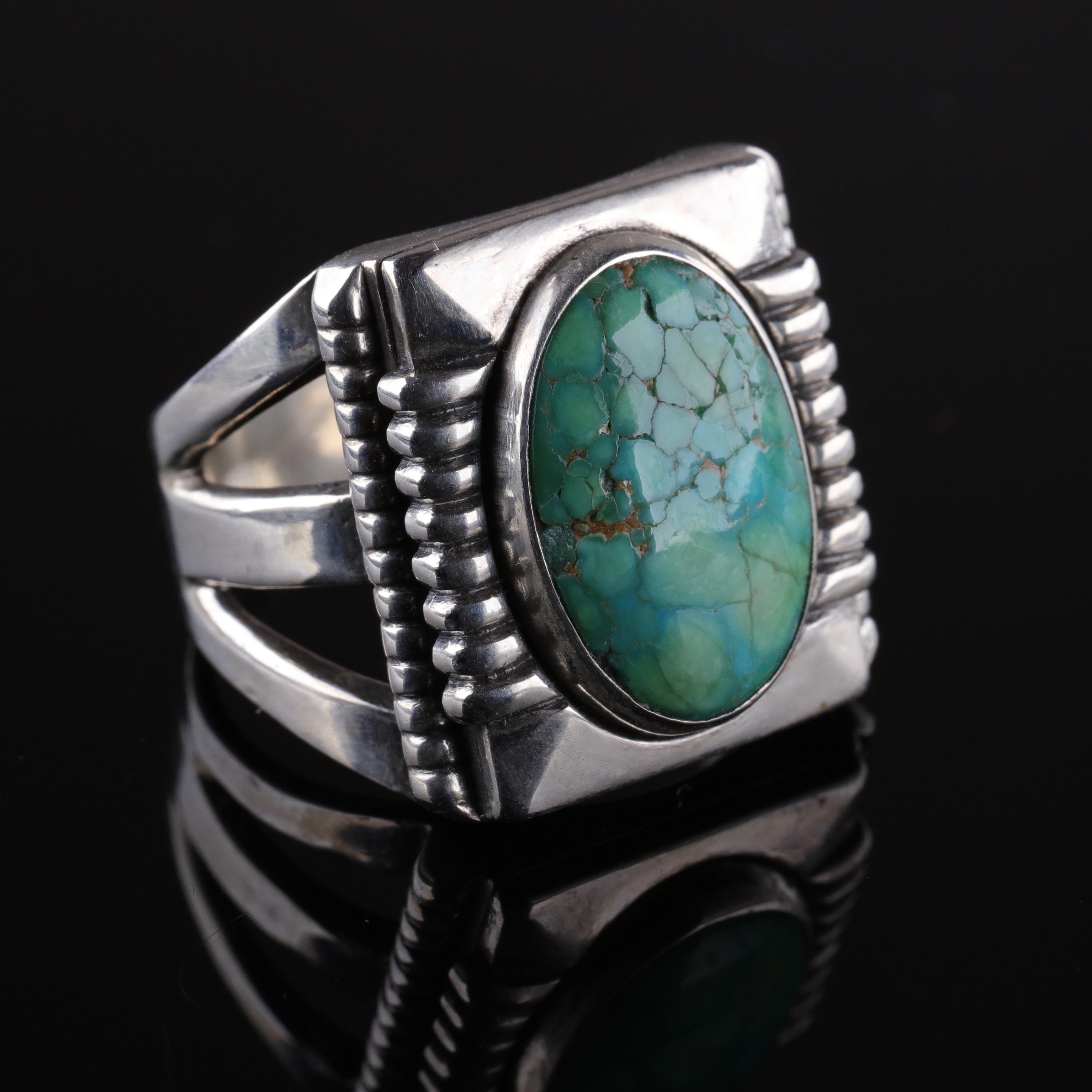 Art Deco Royston Turquoise Ring in Silver 3