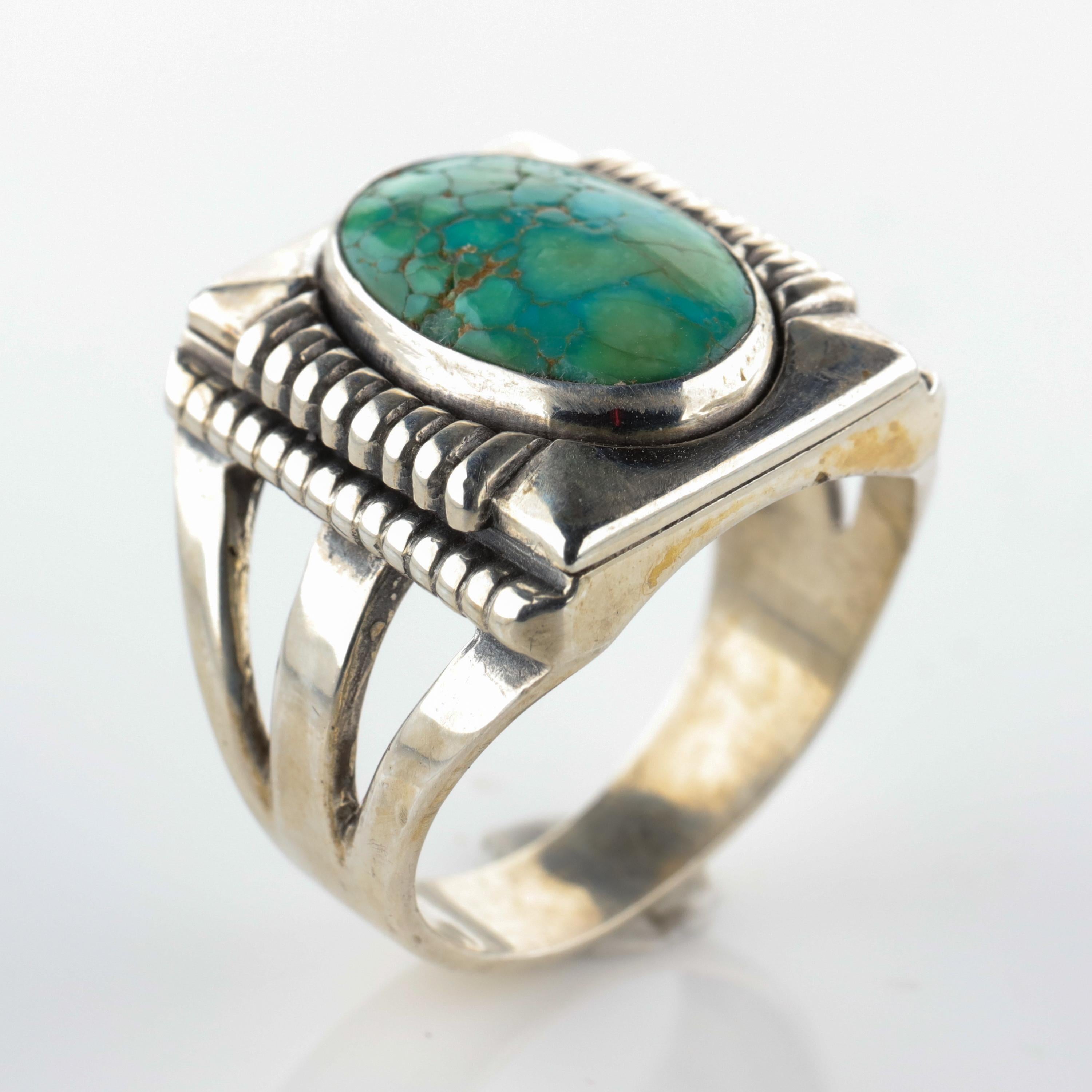 Art Deco Royston Turquoise Ring in Silver 2