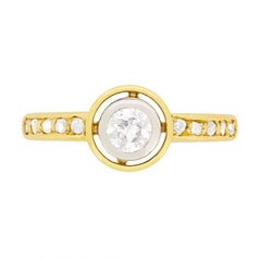 Art Deco Rub over Set Diamond Solitaire Ring, circa 1920s