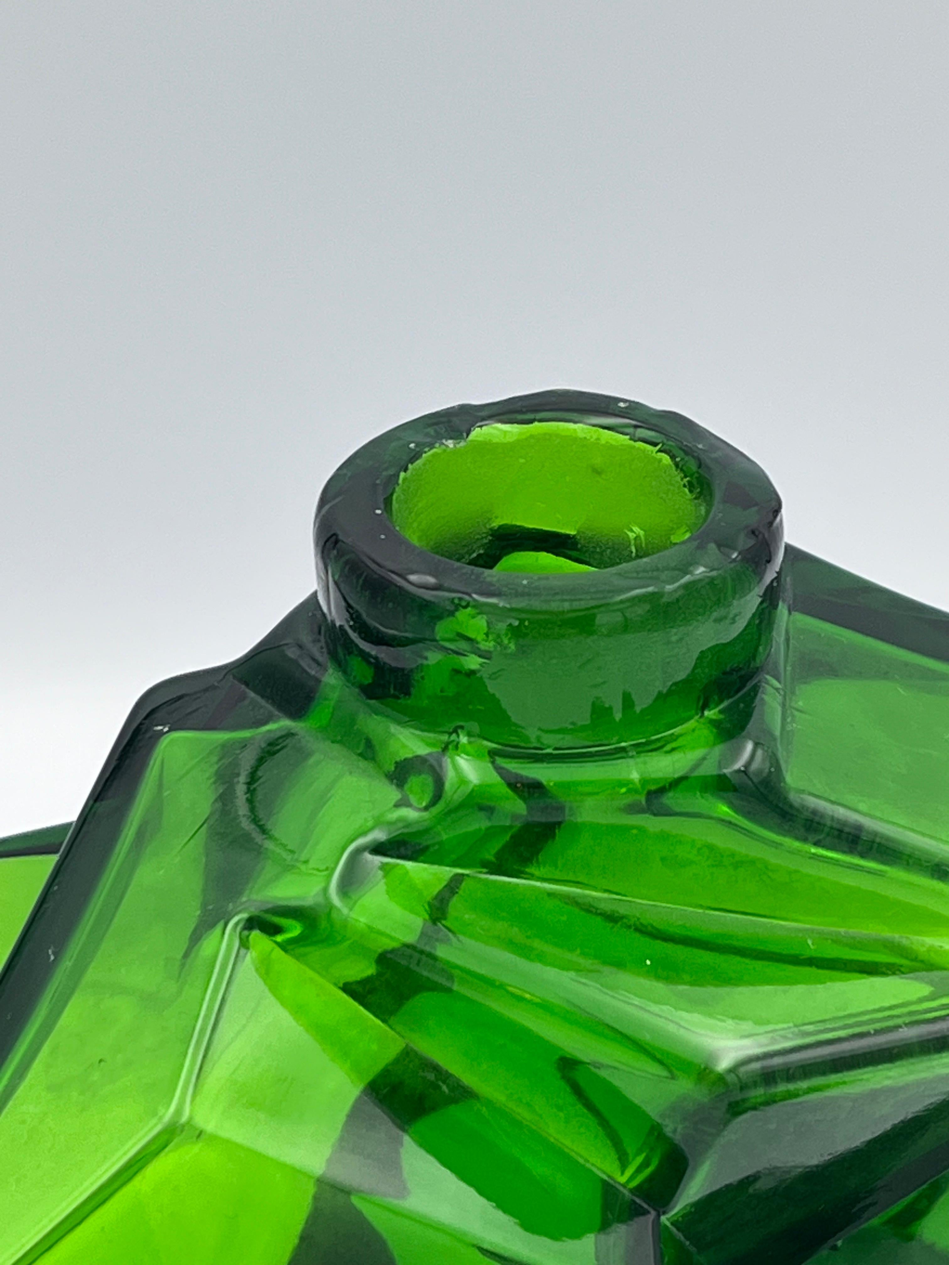 Art Deco Ruba Rombic Jungle Green Glass Decanter by Rubin Haley for Consolodated For Sale 8