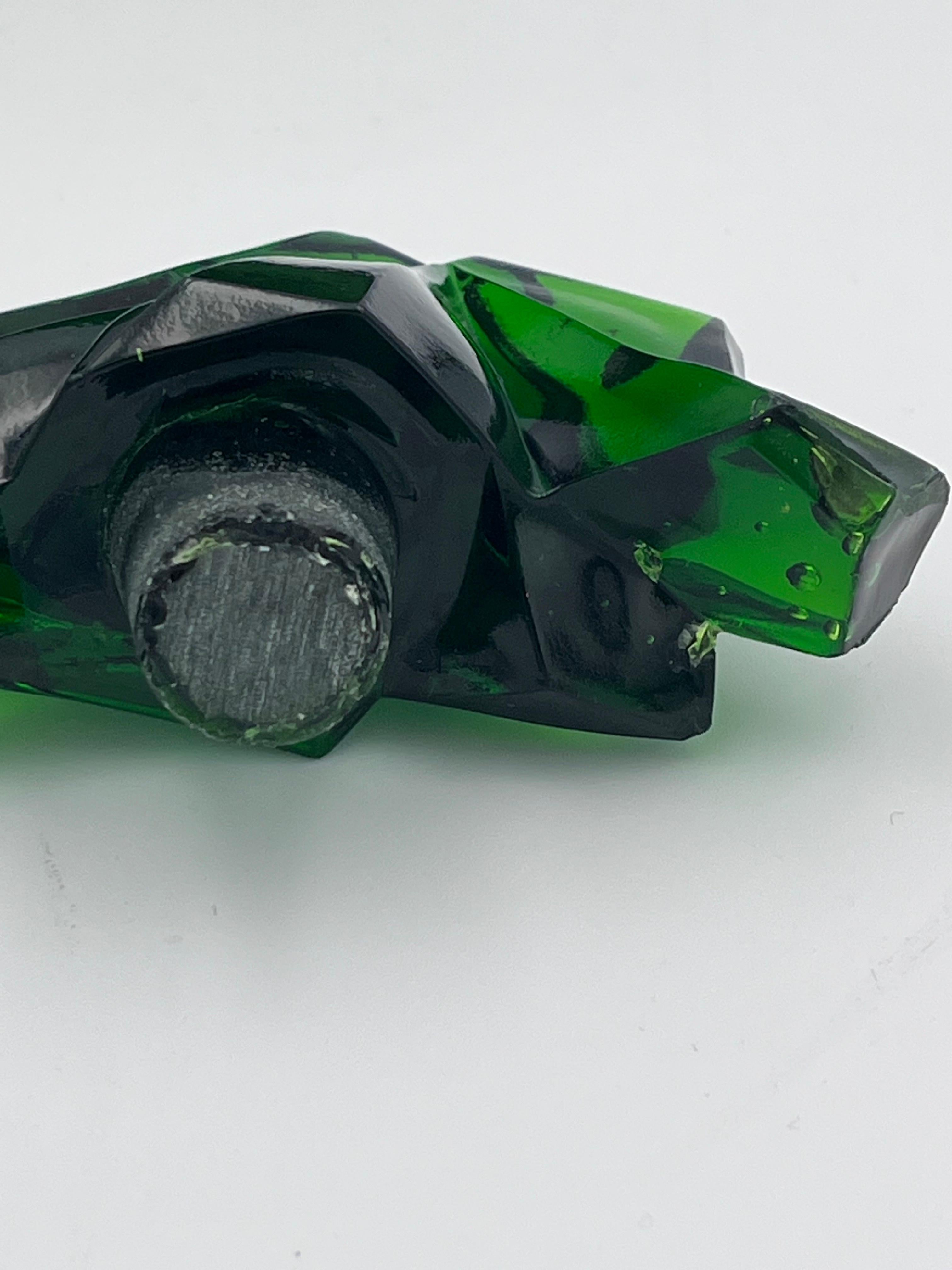 Art Deco Ruba Rombic Jungle Green Glass Decanter by Rubin Haley for Consolodated For Sale 9