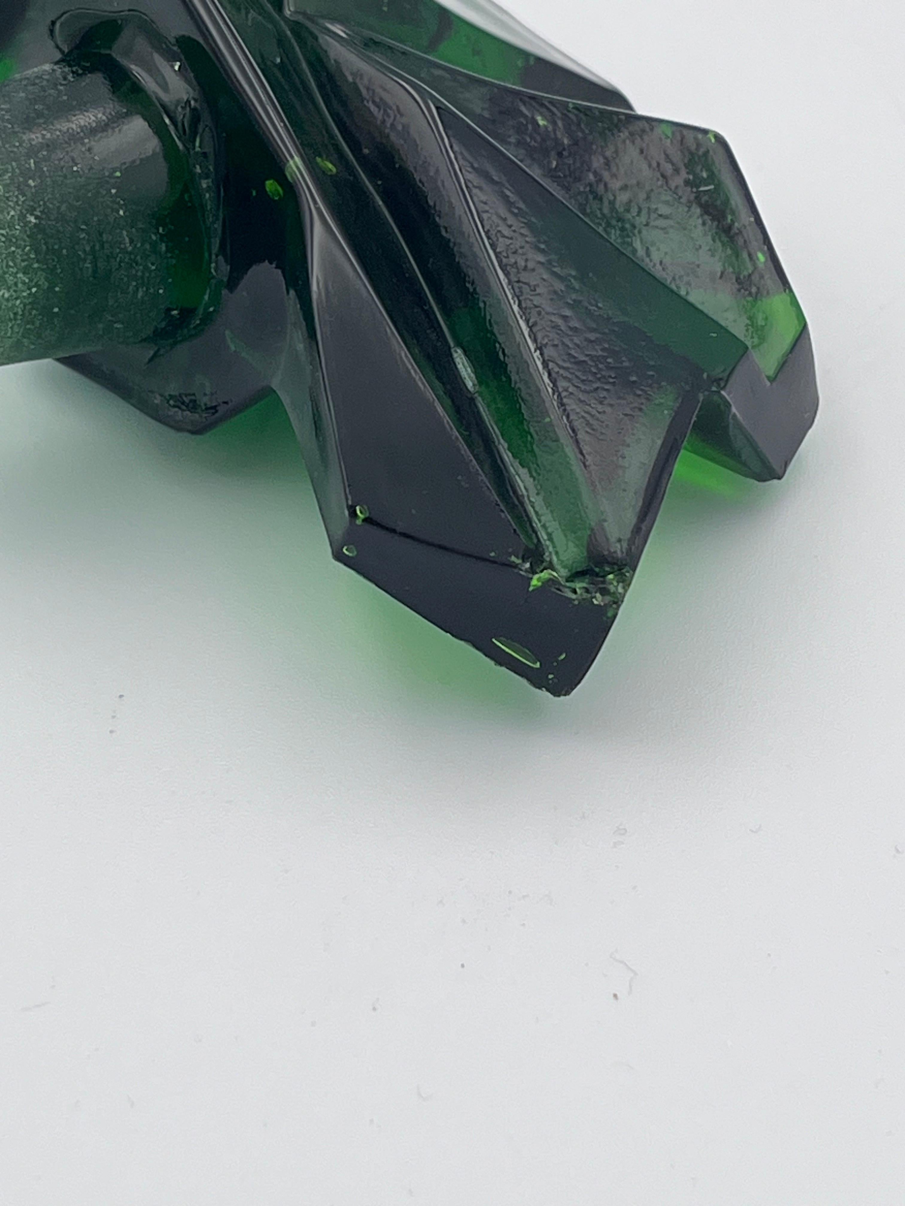 Art Deco Ruba Rombic Jungle Green Glass Decanter by Rubin Haley for Consolodated For Sale 11