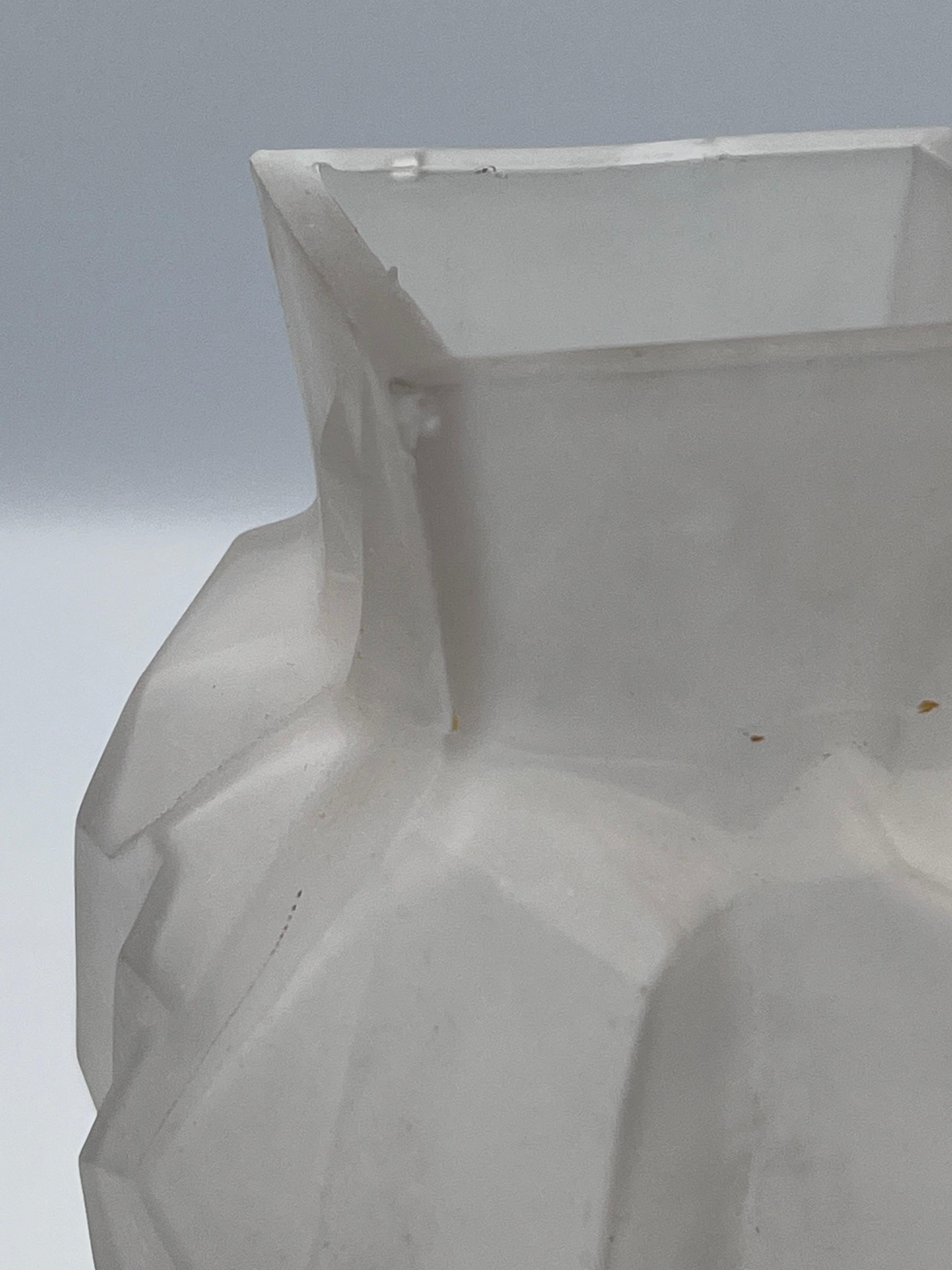 Art Deco Ruba Rombic Modernistic Style Cubist Frosted Glass Vase For Sale 6