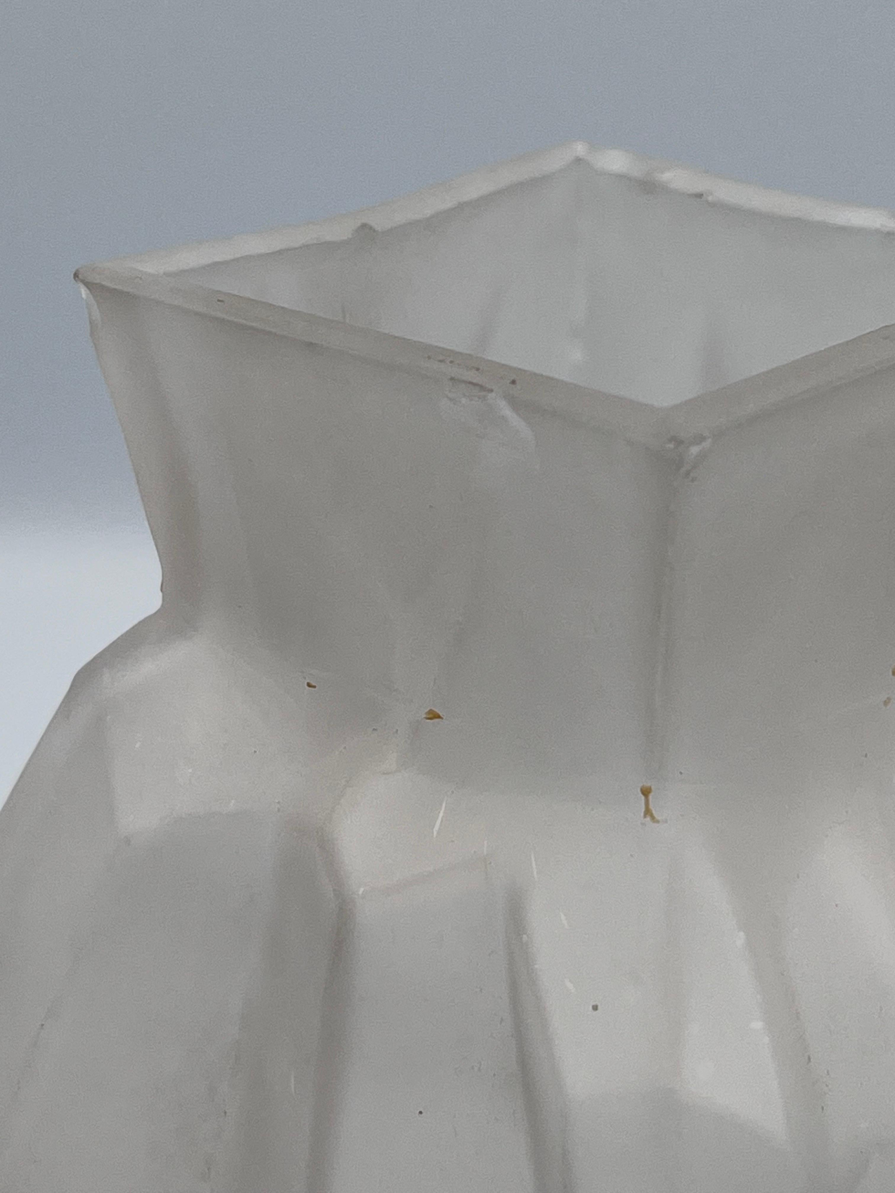 Art Deco Ruba Rombic Modernistic Style Cubist Frosted Glass Vase For Sale 7