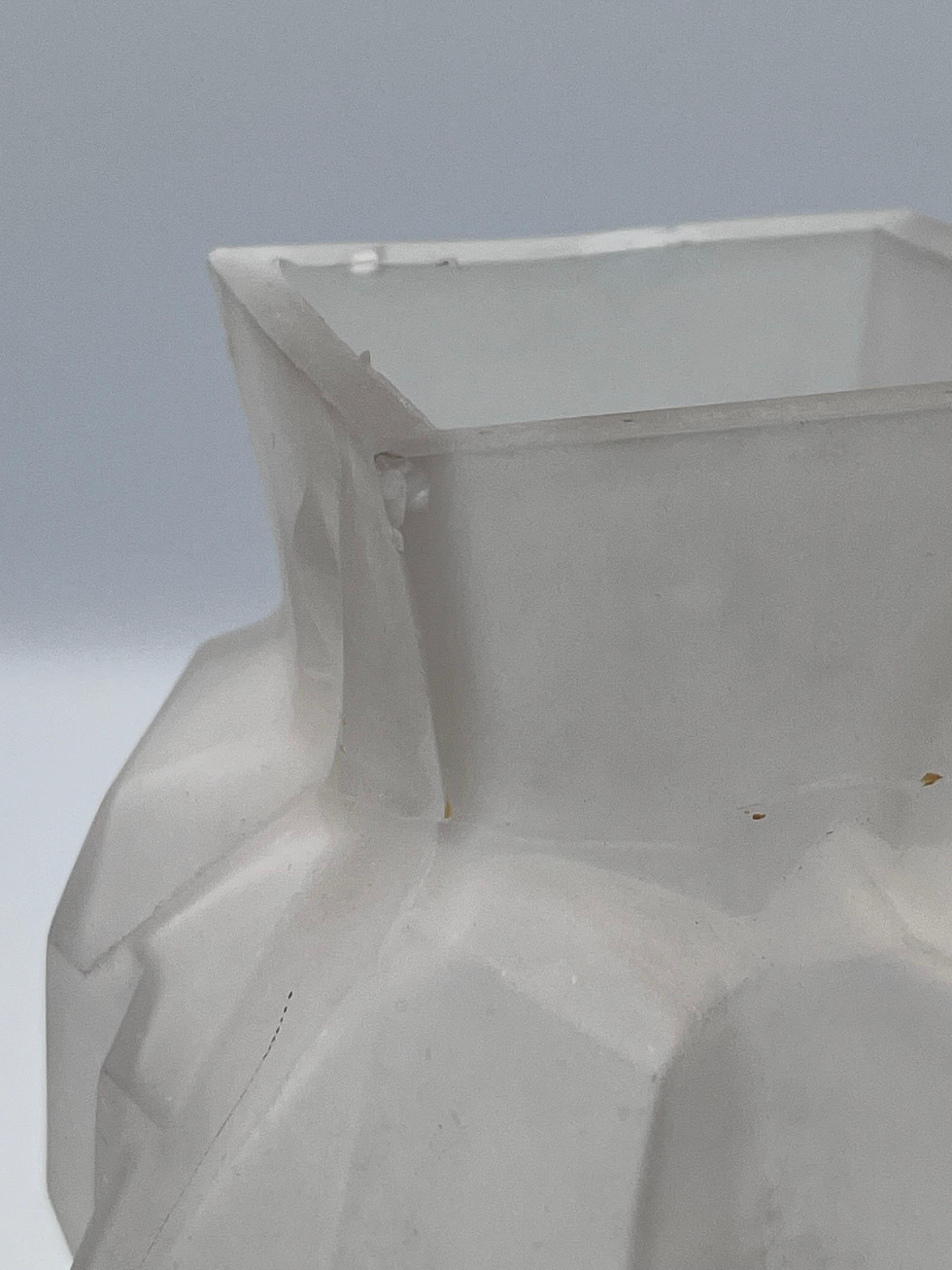 Art Deco Ruba Rombic Modernistic Style Cubist Frosted Glass Vase For Sale 10