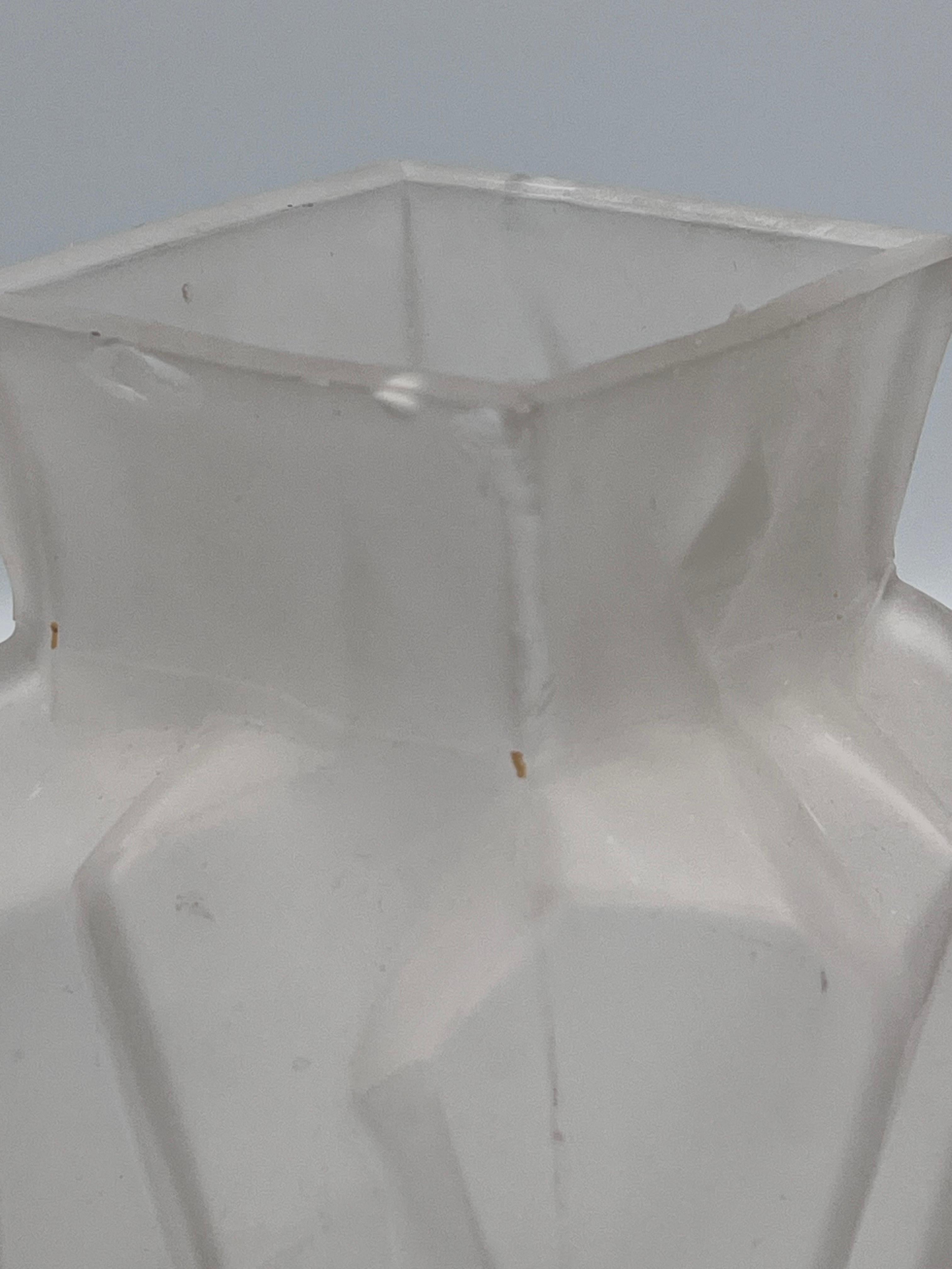 Art Deco Ruba Rombic Modernistic Style Cubist Frosted Glass Vase For Sale 11