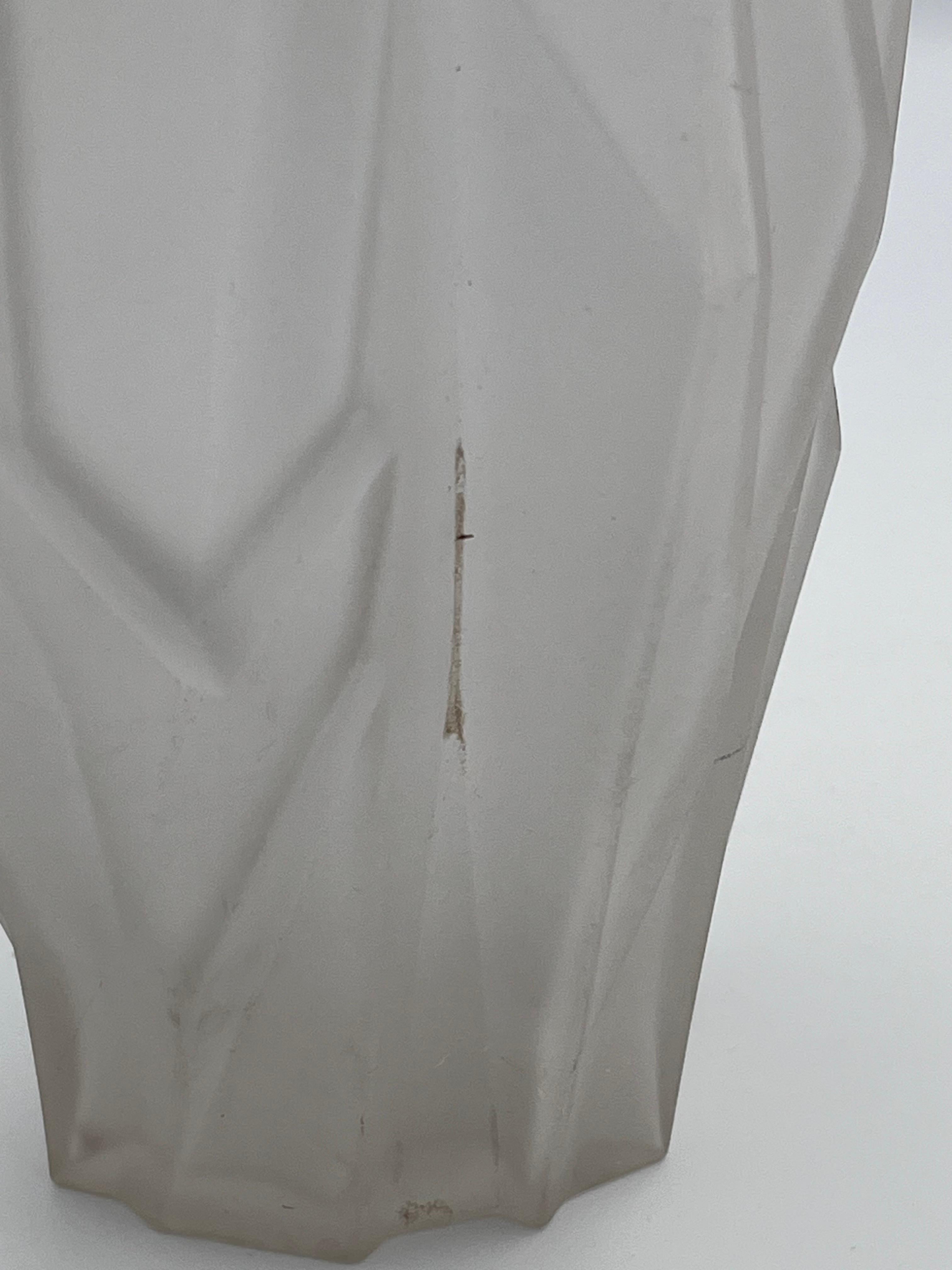Art Deco Ruba Rombic Modernistic Style Cubist Frosted Glass Vase For Sale 12