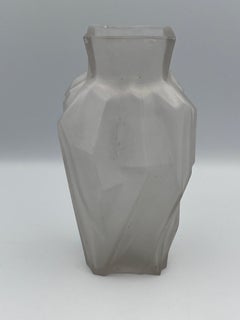 Art Deco Ruba Rombic Modernistic Style Cubist Frosted Glass Vase