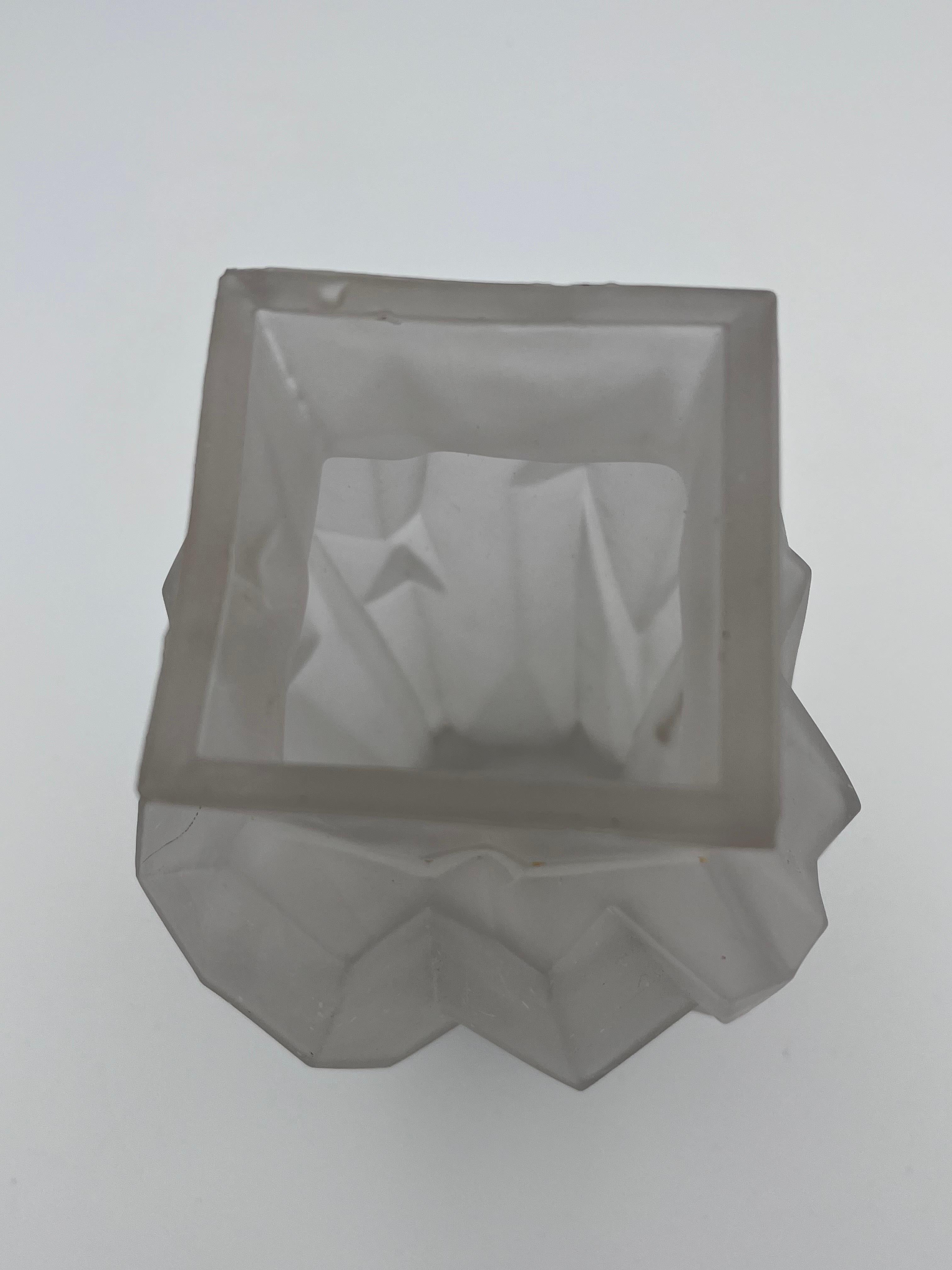 Art Deco Ruba Rombic Modernistic Style Cubist Frosted Glass Vase For Sale 16