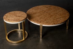 Art-Déco-Beistelltische „Rubi“ aus Naturkork und Blattgold, 2er-Set, von Greenapple
