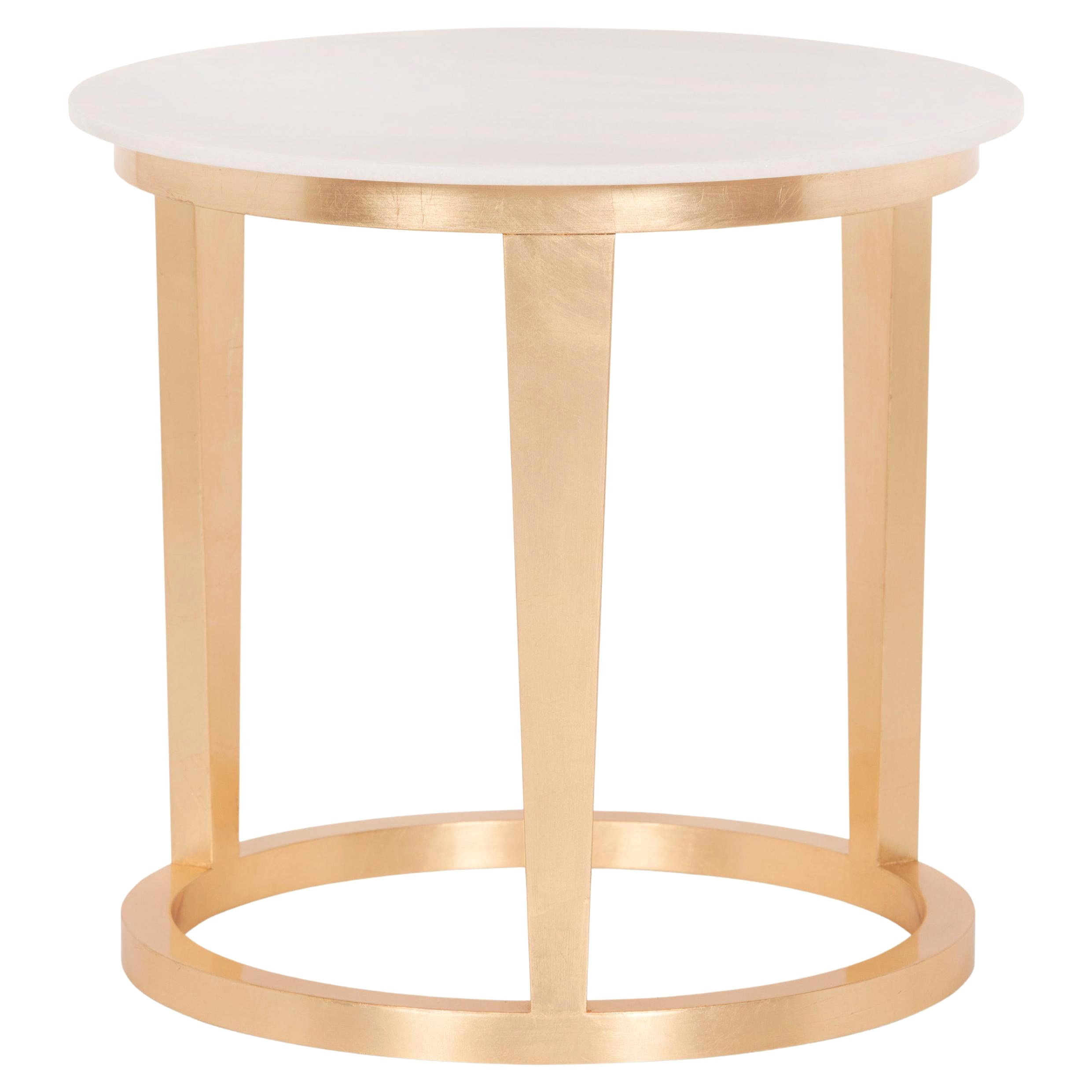 Art Deco Rubi Side Table Calacatta Marble Gold Leaf Handmade Portugal Greenapple