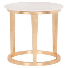 Art Deco Rubi Side Table Calacatta Marble Gold Leaf Handmade Portugal Greenapple