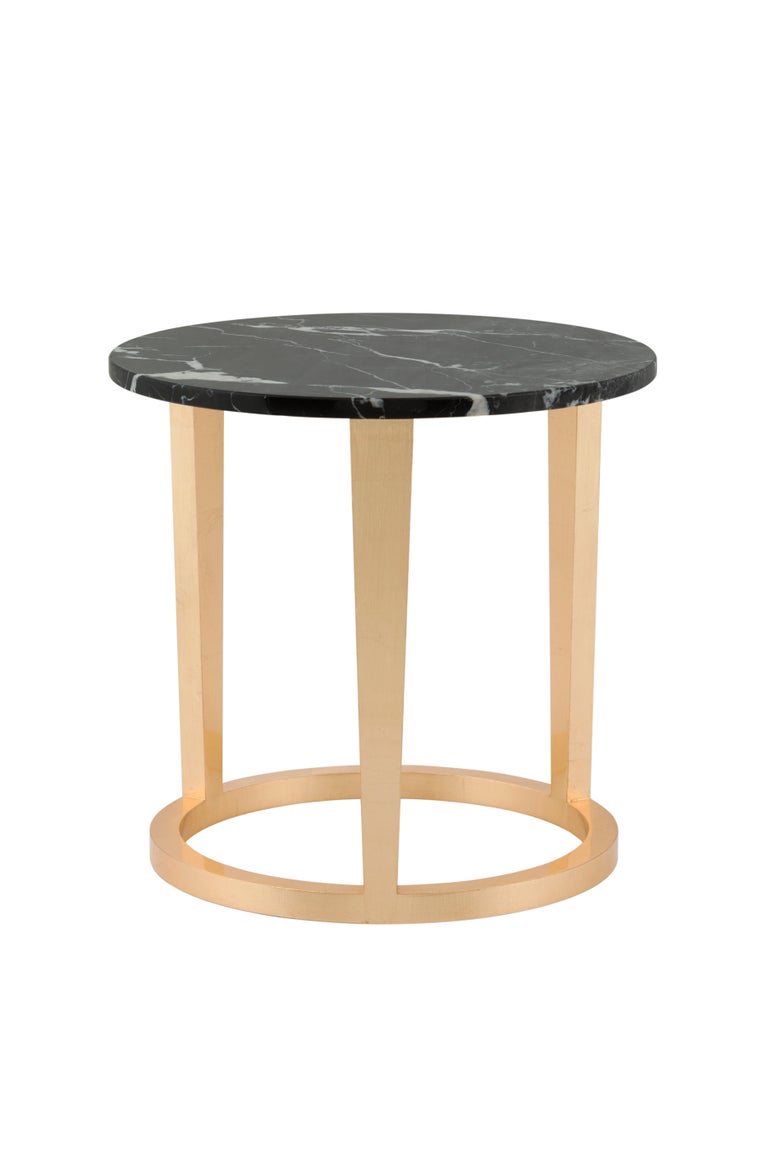 Brass Greenapple Side Table, Rubi Side Table, Marble Top, Handmade in Portugal For Sale