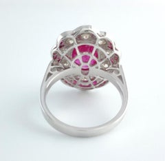 Art Deco Ruby 4.22 ct diamond flower ring