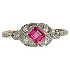 Art Deco Ruby and 18 Carat gold Panel Ring