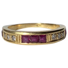 Art Deco Ruby and Diamond 18 Carat Gold 1/2 Eternity Band