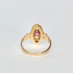 Art Deco Ruby and Diamond 18 Carat Gold and Platinum Navette Panel Ring